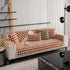 Winter Thickened Sherpa Fleece Houndstooth Sofa Cushion, Non-slip Sofa Cover with Plush