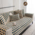 Winter Thickened Sherpa Fleece Houndstooth Sofa Cushion, Non-slip Sofa Cover with Plush