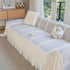Daisy Striped Sofa Cover with Sheer Ruffle Skirt, Floral Soft Slipcover Blanket - TaroTextile