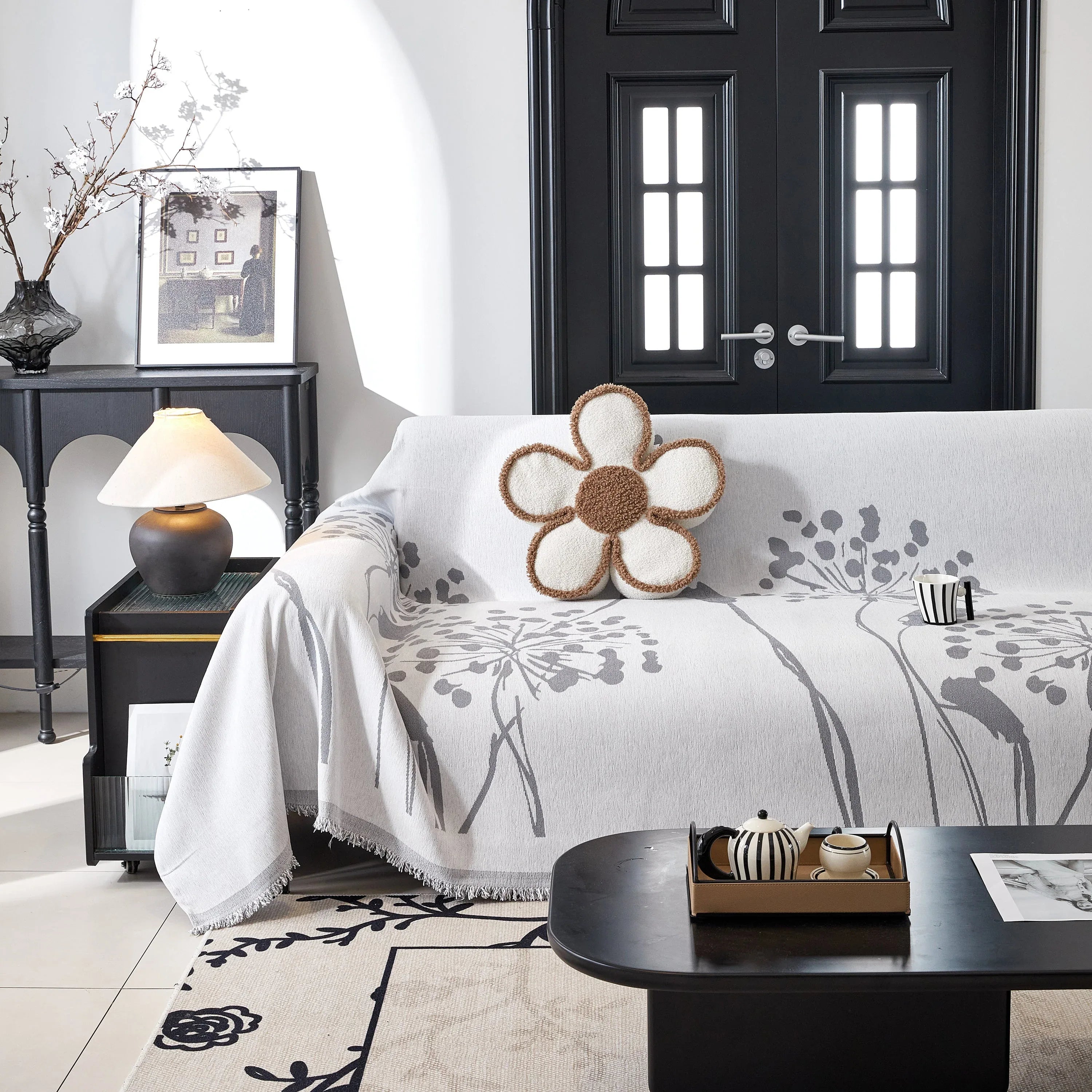 Dandelion Blanket Throw for Sofas Chenille Furniture Couch Cover, Couch Cushion Cover for Kids, Pets - TaroTextile