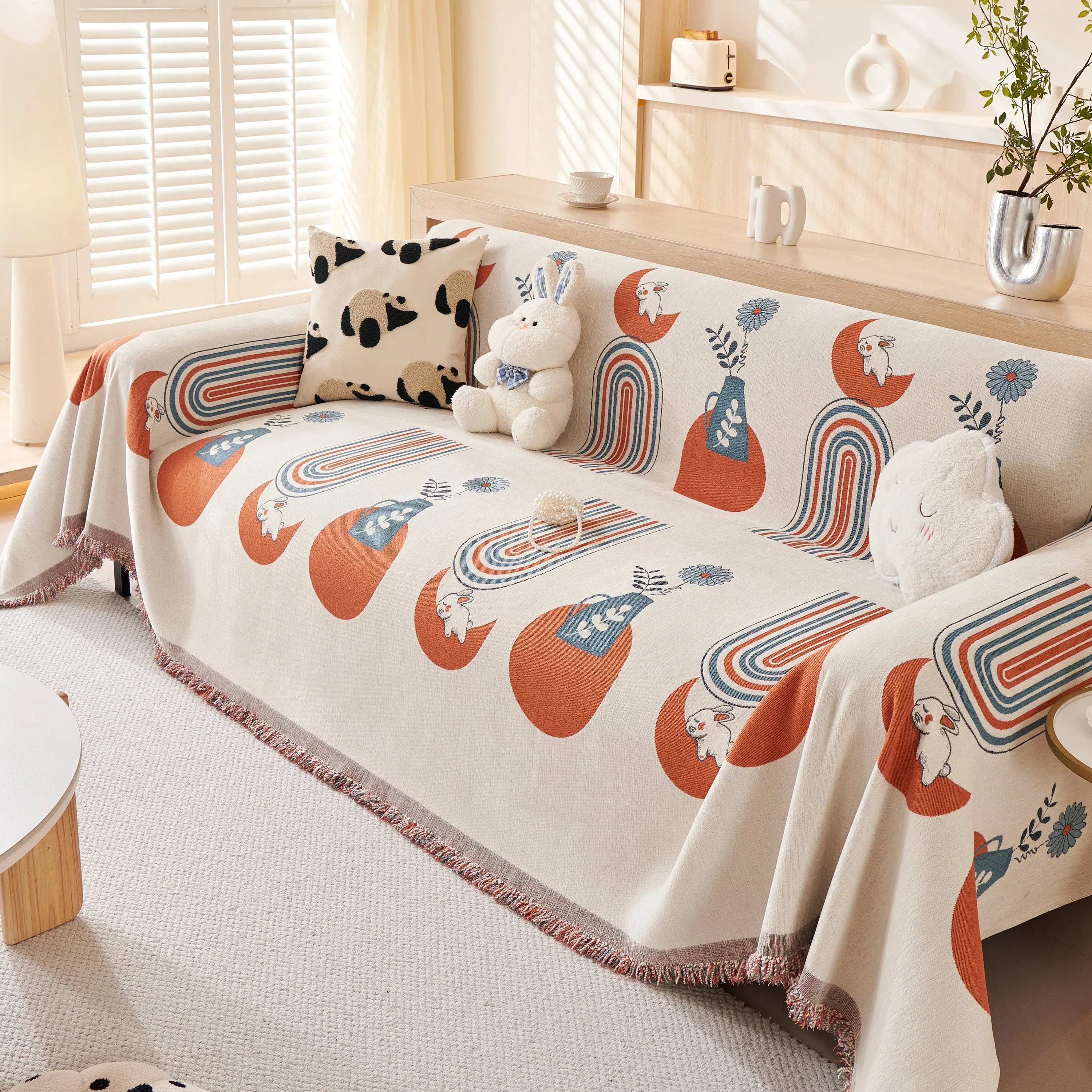 Decorative Throw Blankets for Couch Reversible Chenille Furniture Throw Covers for Sectional Sofa - TaroTextile