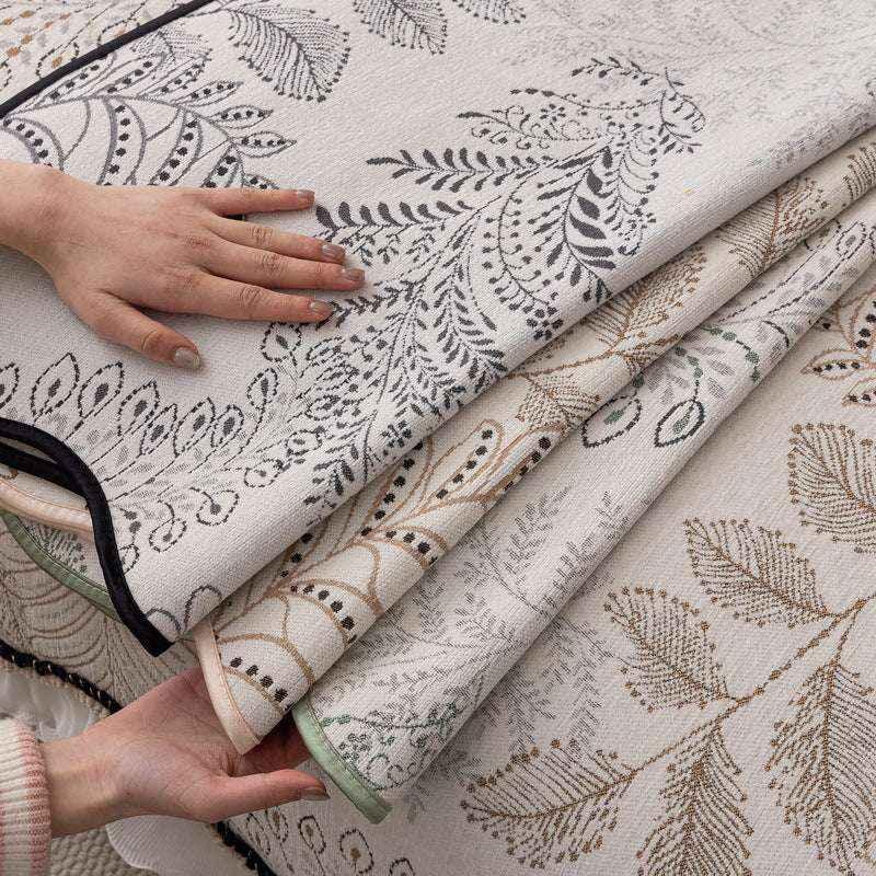 Durable Chenille Couch Cover with Scalloped Edge Non-Slip Modular Slipcover - TaroTextile