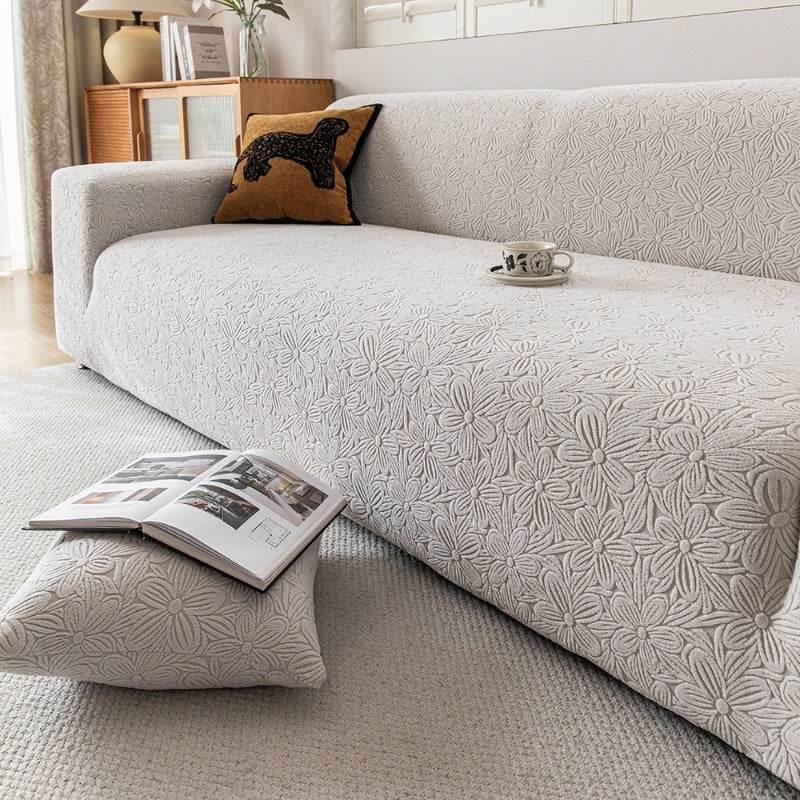 Elastic Floral Couch Slipcover Jacquard Stretchy Non-Slip Furniture Protector - TaroTextile