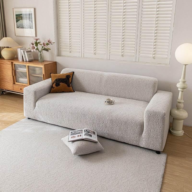 Elastic Floral Couch Slipcover Jacquard Stretchy Non-Slip Furniture Protector - TaroTextile