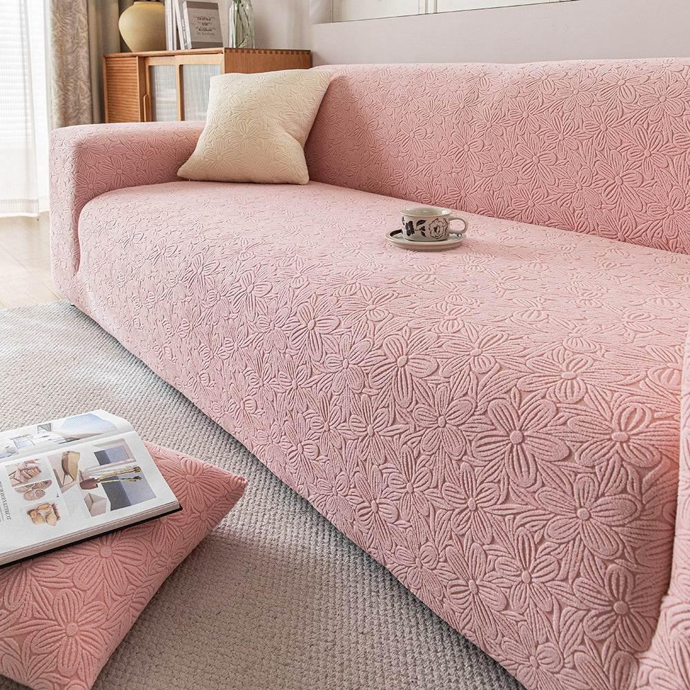 Elastic Floral Couch Slipcover Jacquard Stretchy Non-Slip Furniture Protector - TaroTextile