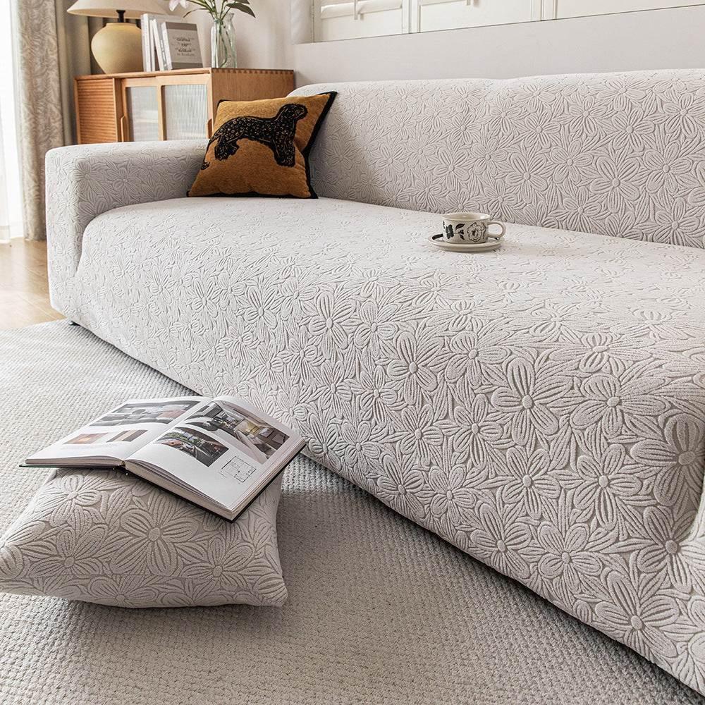 Elastic Floral Couch Slipcover Jacquard Stretchy Non-Slip Furniture Protector - TaroTextile