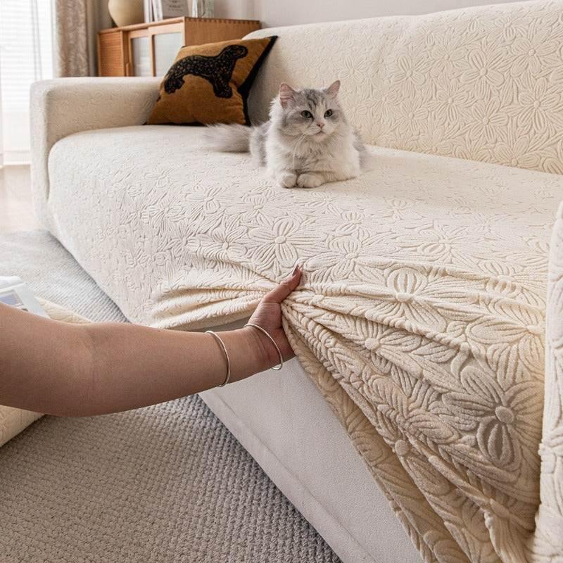 Elastic Floral Couch Slipcover Jacquard Stretchy Non-Slip Furniture Protector - TaroTextile