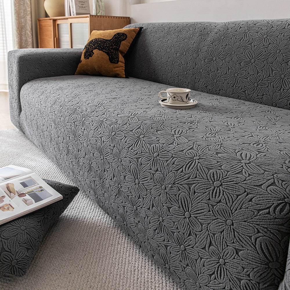 Elastic Floral Couch Slipcover Jacquard Stretchy Non-Slip Furniture Protector - TaroTextile
