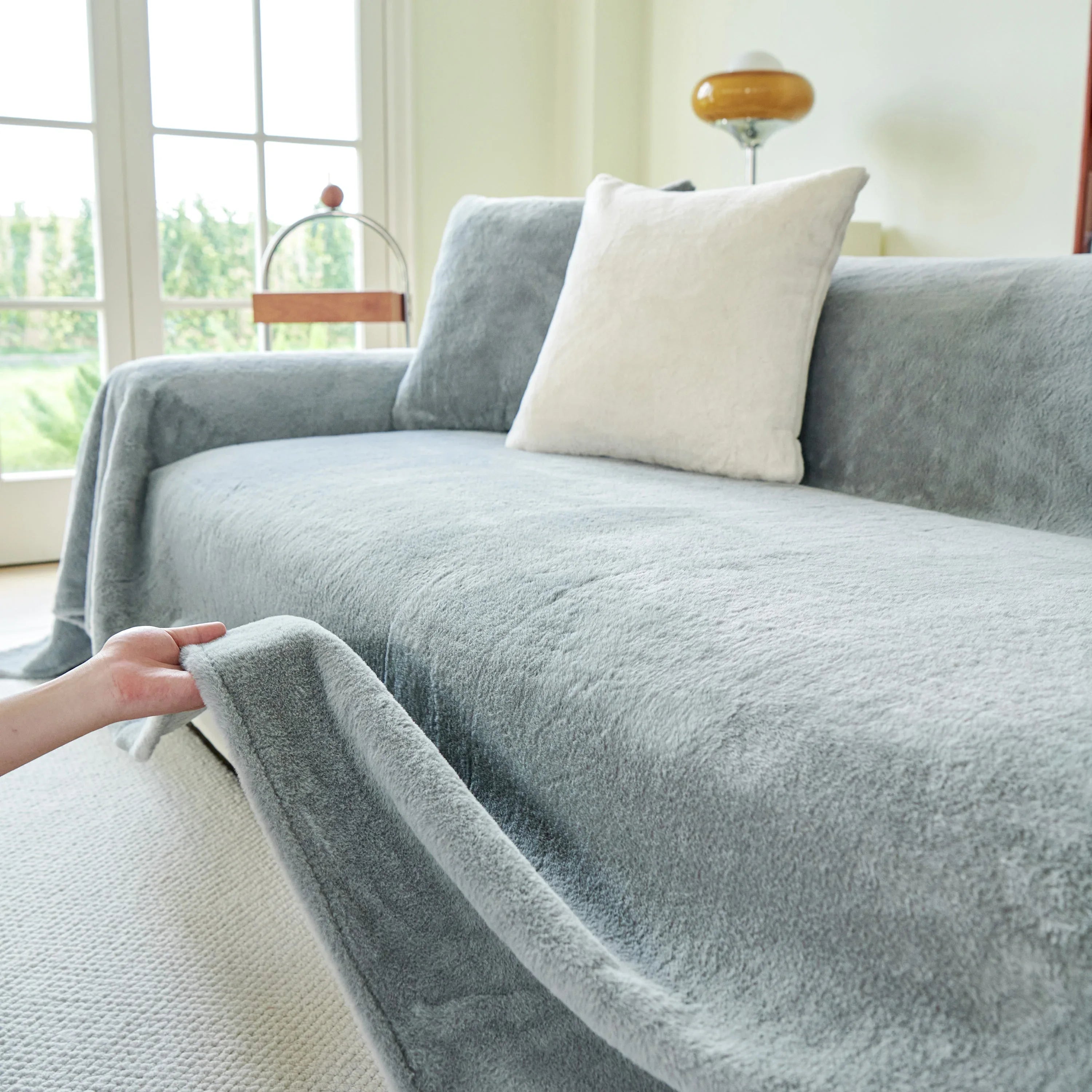 Faux Fur Smooth Plush Comfy Couch Covers, Soft Thicked Durable Blankets and Throws for Sofas - TaroTextile