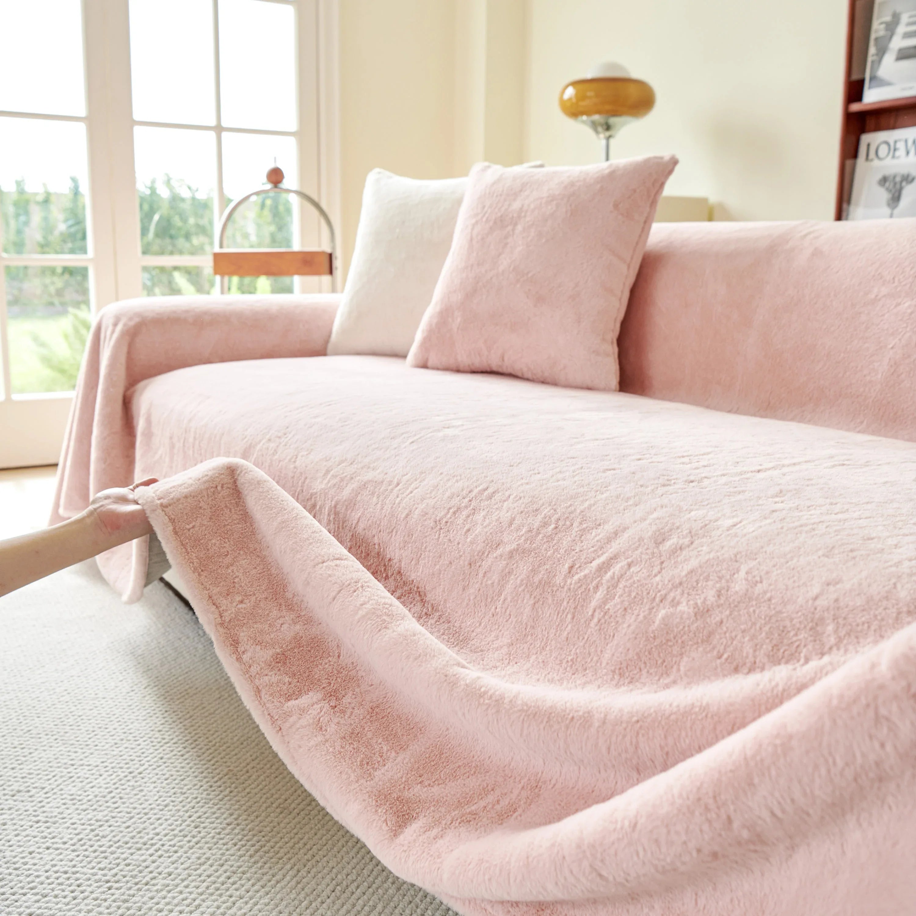Faux Fur Smooth Plush Comfy Couch Covers, Soft Thicked Durable Blankets and Throws for Sofas - TaroTextile