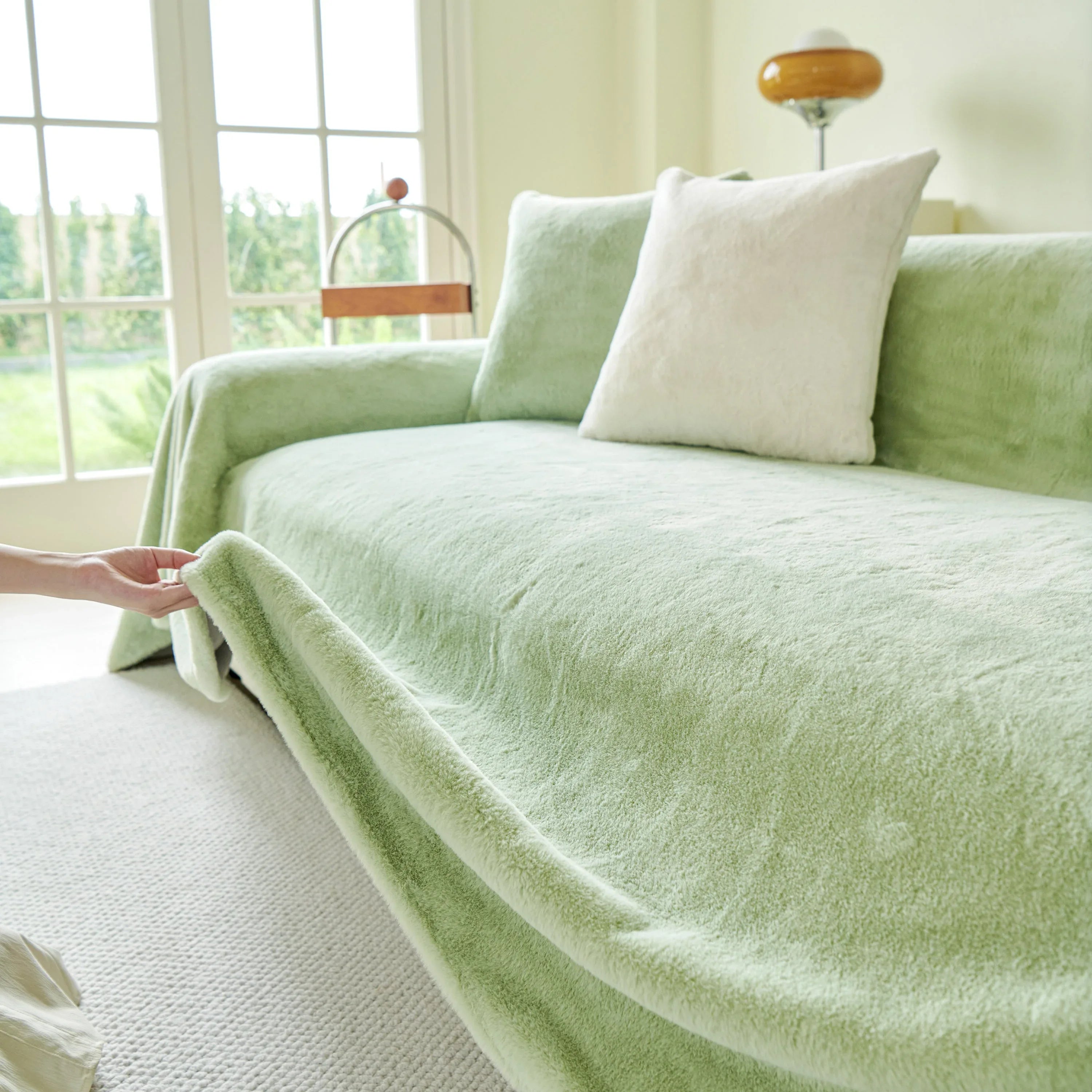 Faux Fur Smooth Plush Comfy Couch Covers, Soft Thicked Durable Blankets and Throws for Sofas - TaroTextile