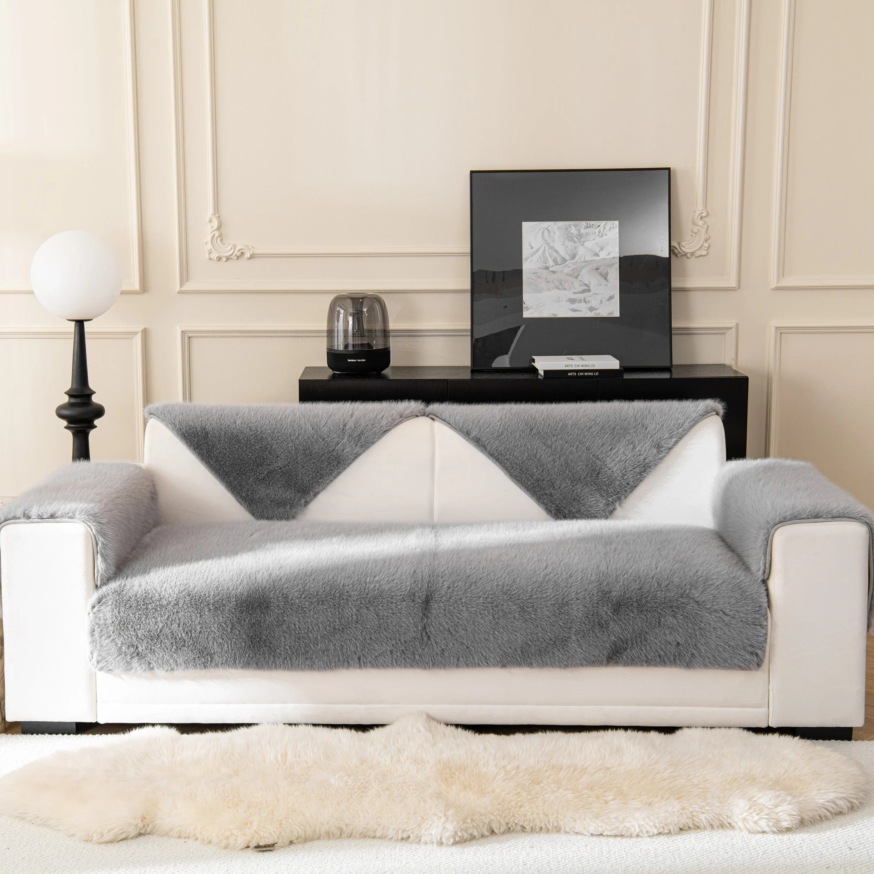 Faux Mink Velvet Luxury Fluffy Sofa Cushion, Winter Warm Thick Plush Non-slip Sofa Covers - TaroTextile