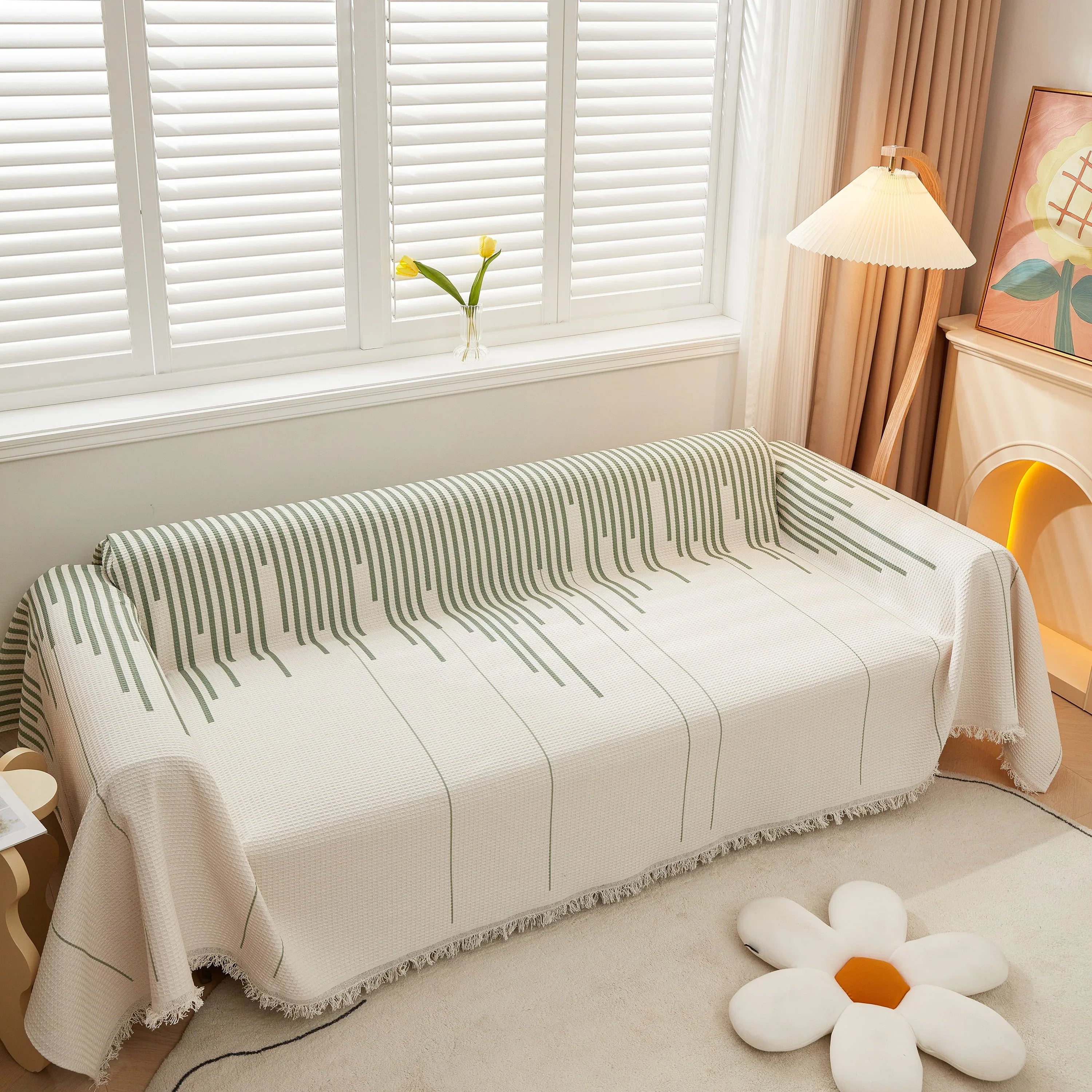 Furniture Covers for Pets, Waffle Lattice Fabric Sofa Throw, Couch Cover Blanket Throw - TaroTextile