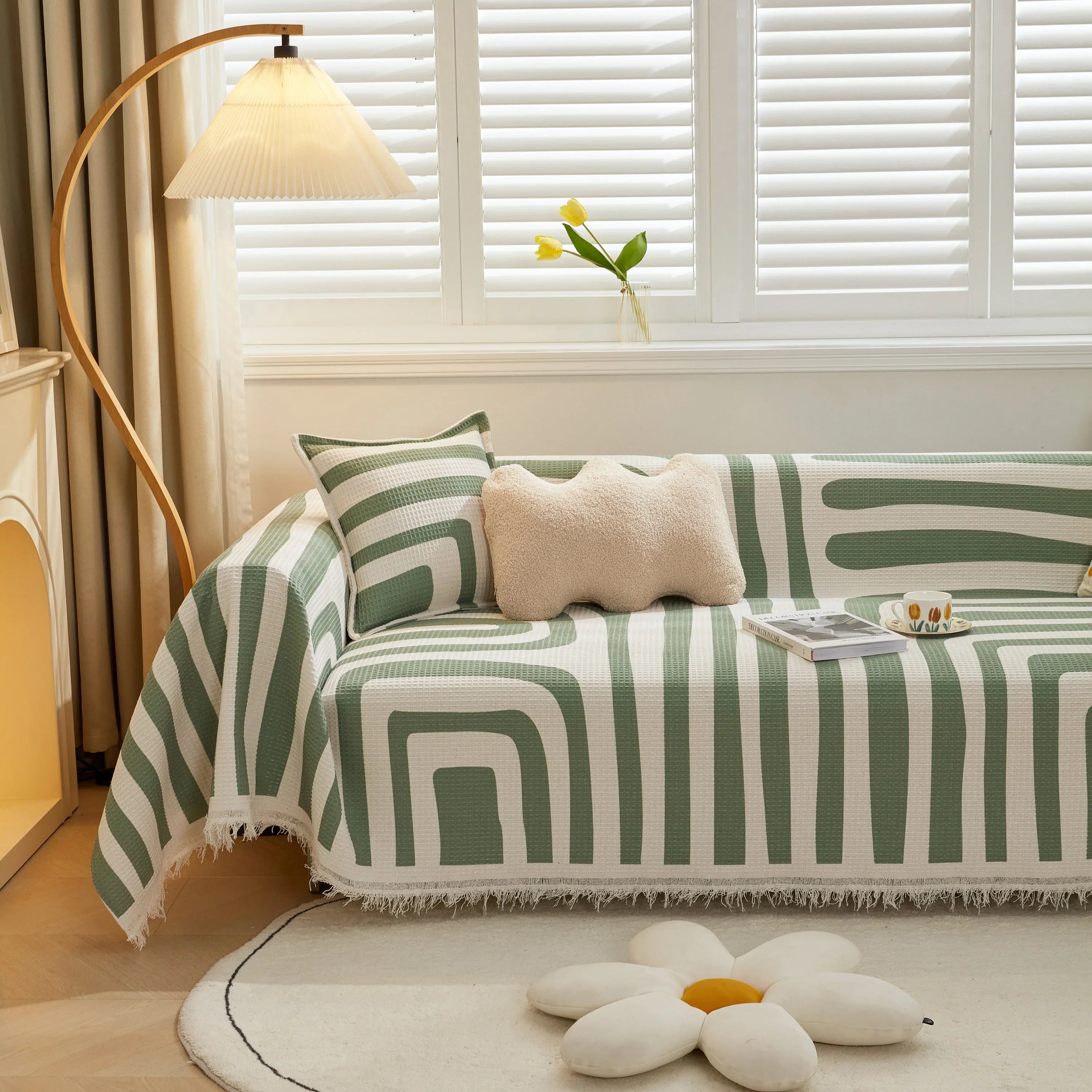 Furniture Covers for Pets, Waffle Lattice Fabric Sofa Throw, Couch Cover Blanket Throw - TaroTextile