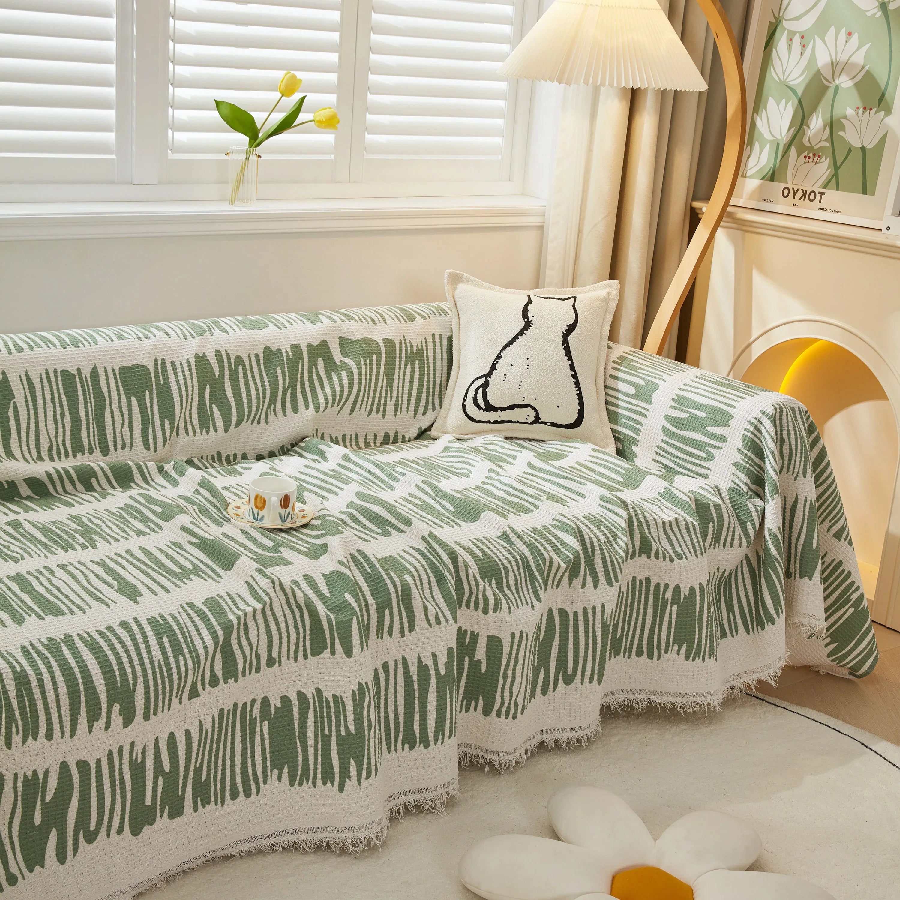 Furniture Covers for Pets, Waffle Lattice Fabric Sofa Throw, Couch Cover Blanket Throw - TaroTextile