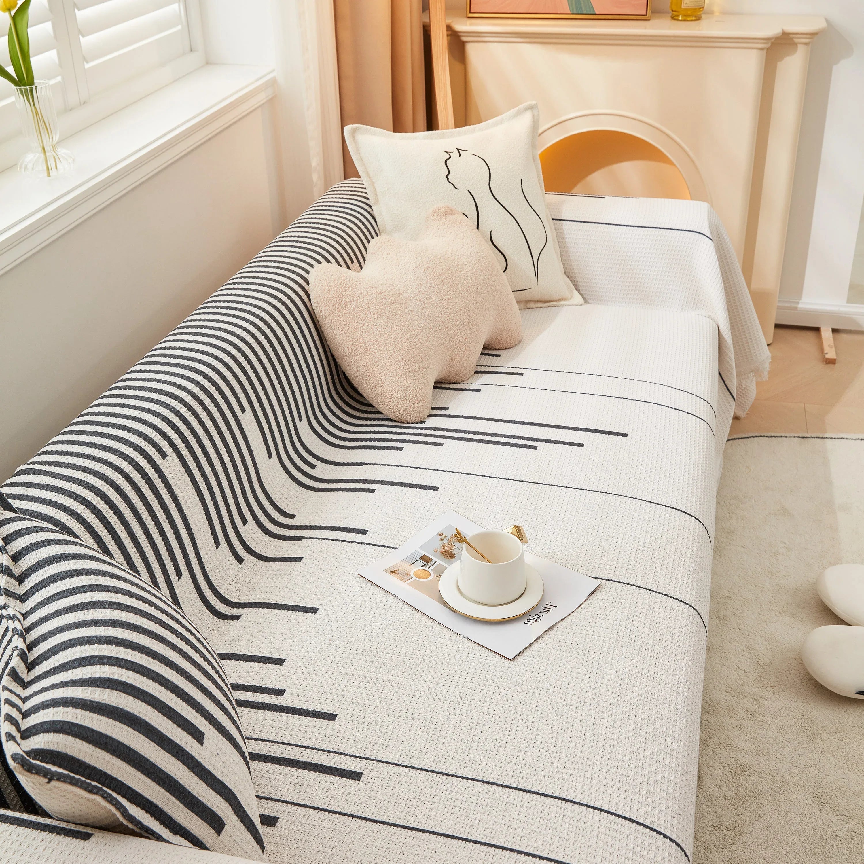 Furniture Covers for Pets, Waffle Lattice Fabric Sofa Throw, Couch Cover Blanket Throw - TaroTextile