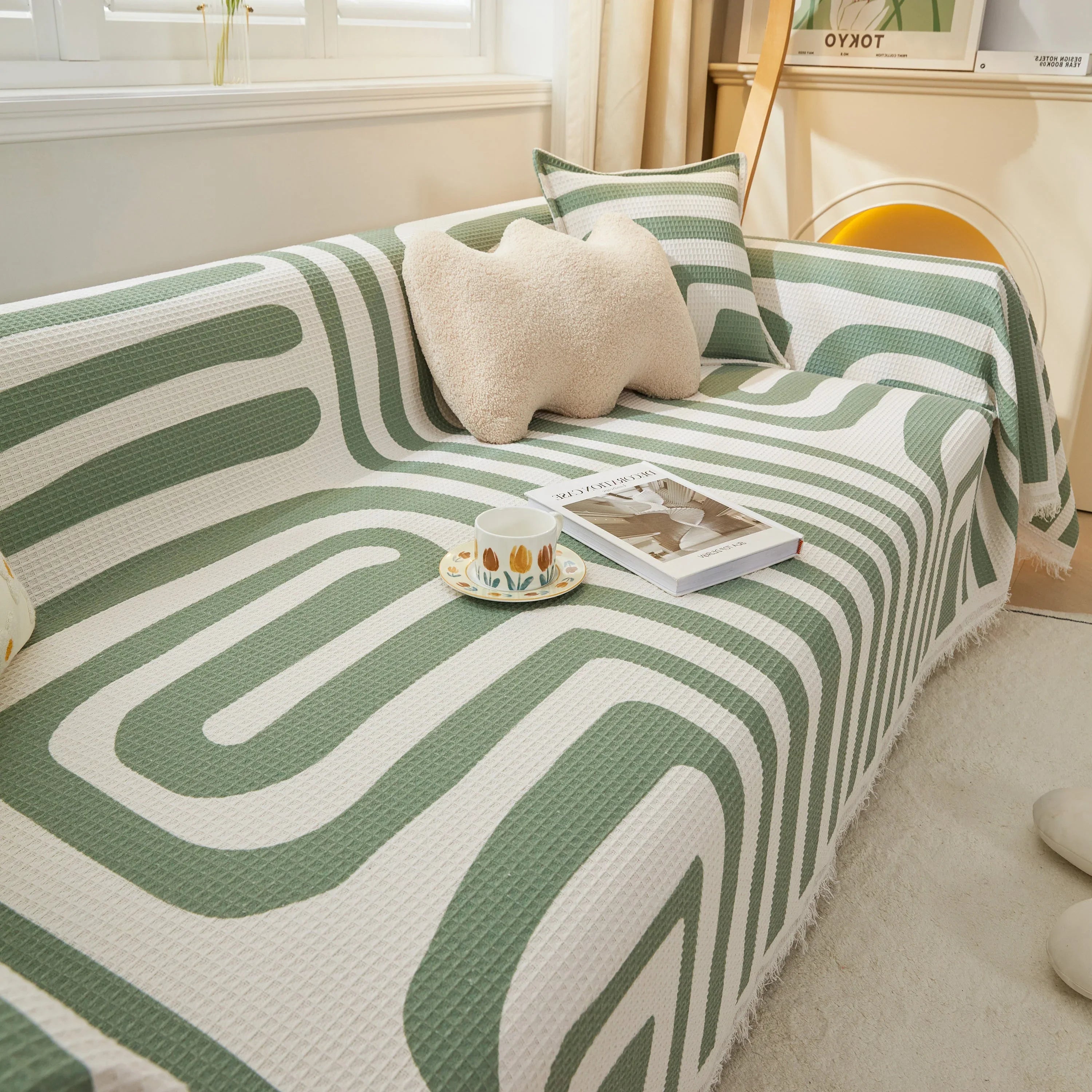 Furniture Covers for Pets, Waffle Lattice Fabric Sofa Throw, Couch Cover Blanket Throw - TaroTextile