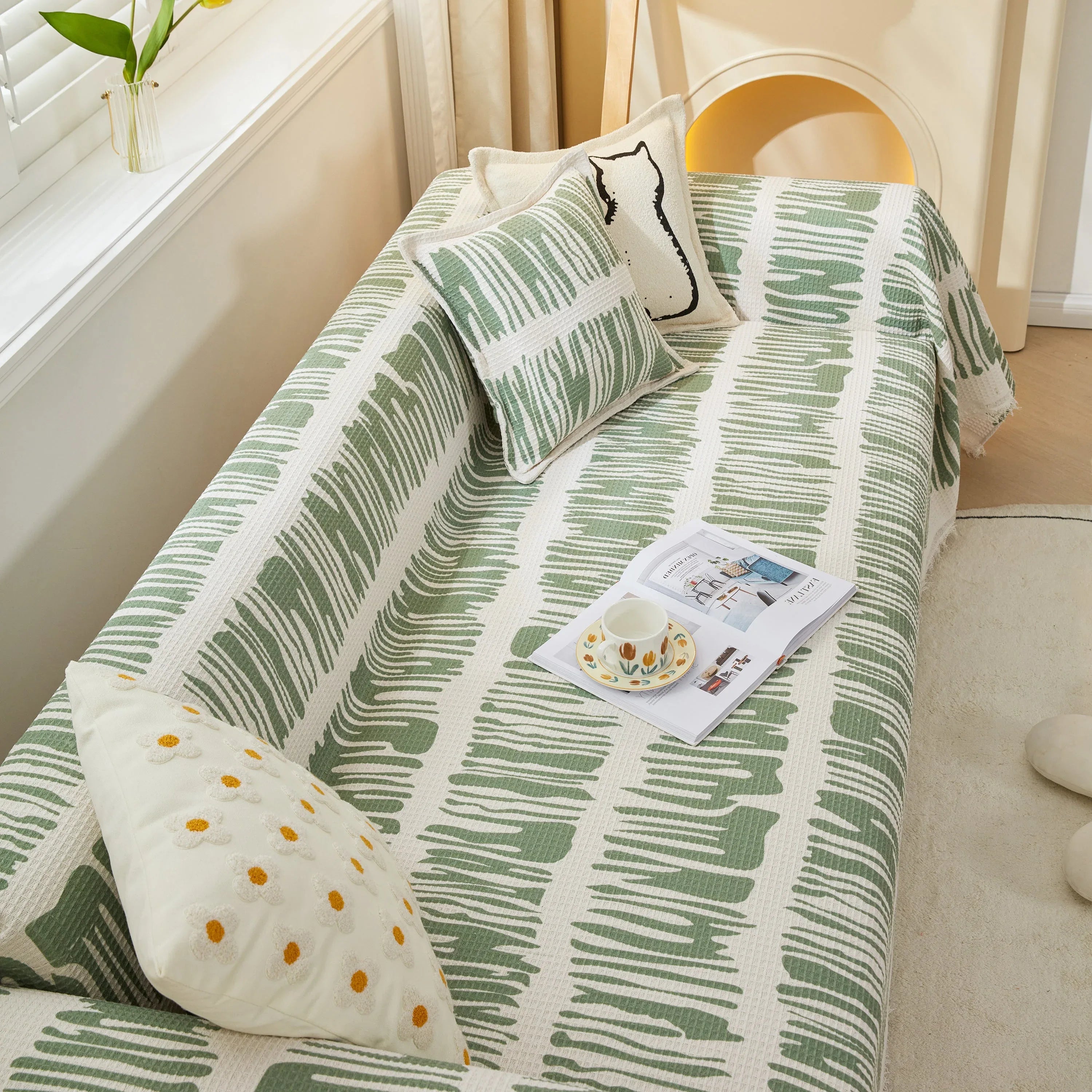 Furniture Covers for Pets, Waffle Lattice Fabric Sofa Throw, Couch Cover Blanket Throw - TaroTextile