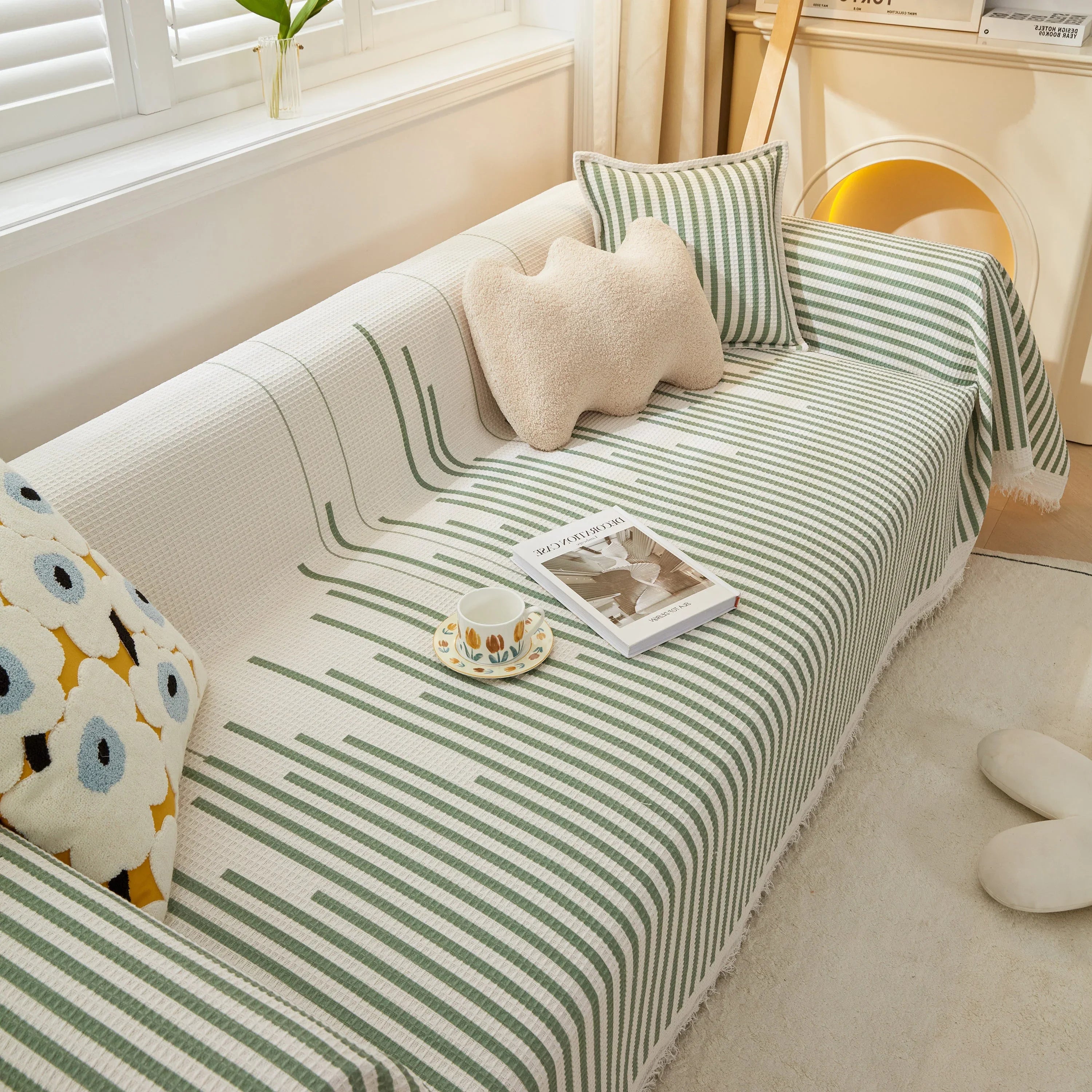 Furniture Covers for Pets, Waffle Lattice Fabric Sofa Throw, Couch Cover Blanket Throw - TaroTextile