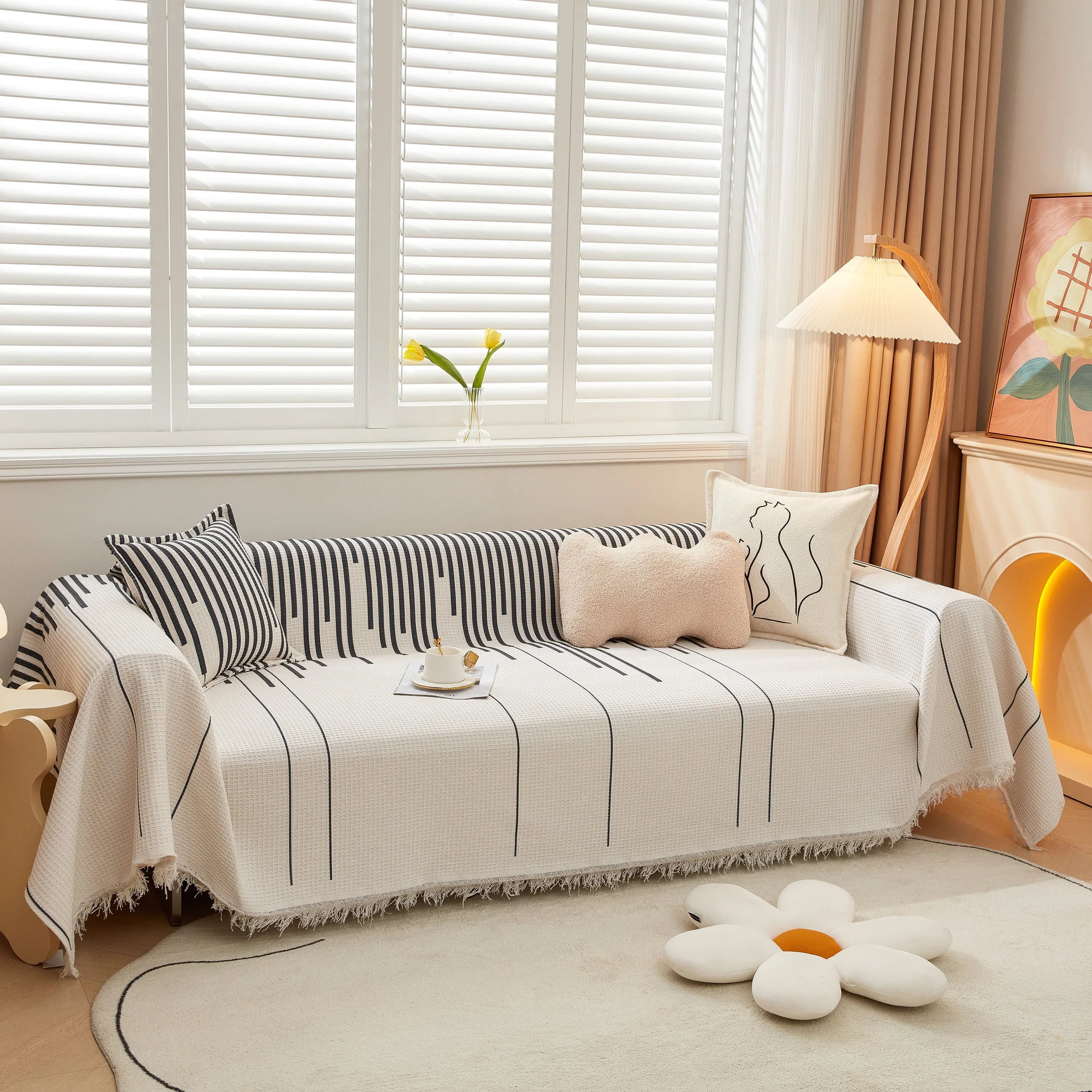 Furniture Covers for Pets, Waffle Lattice Fabric Sofa Throw, Couch Cover Blanket Throw - TaroTextile