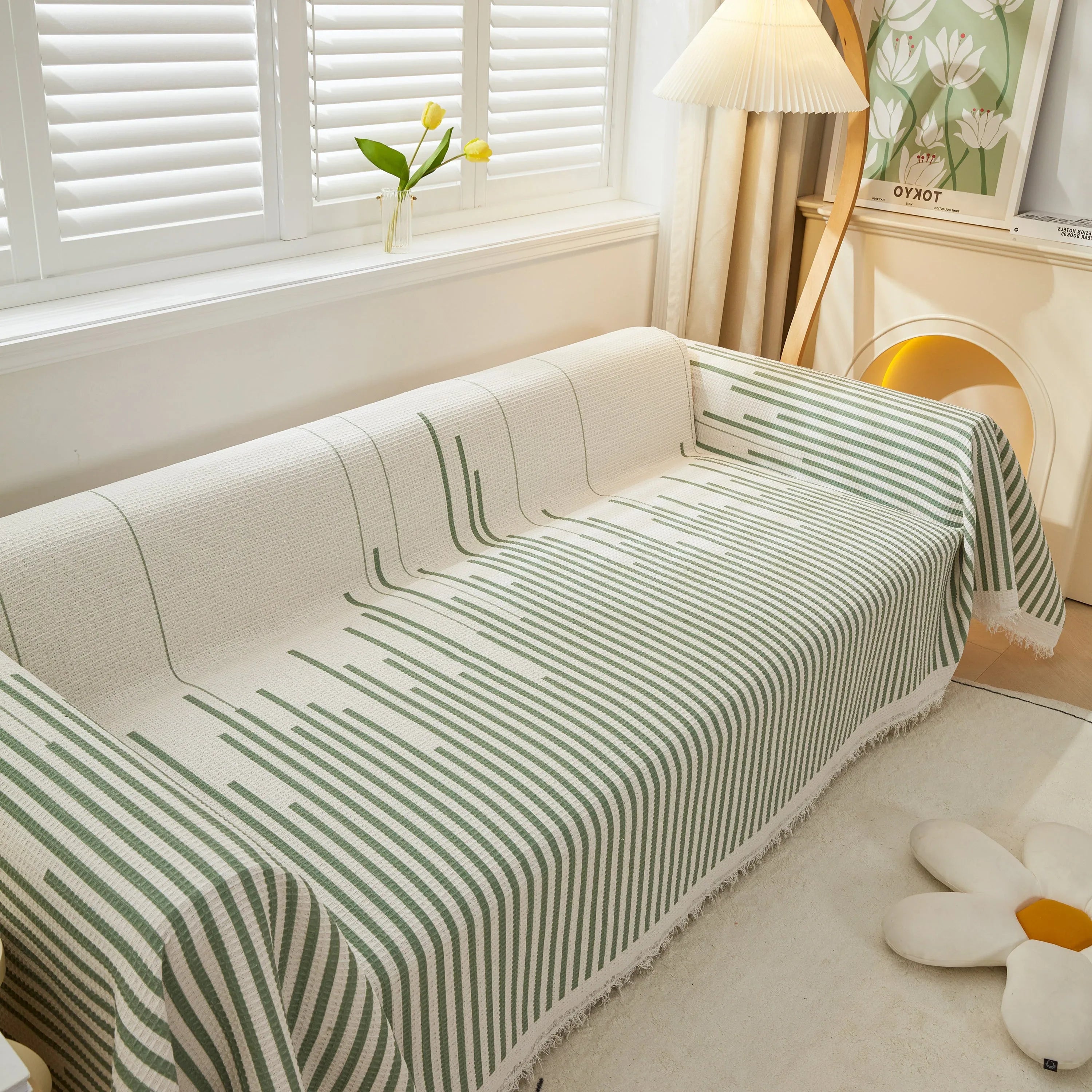 Furniture Covers for Pets, Waffle Lattice Fabric Sofa Throw, Couch Cover Blanket Throw - TaroTextile