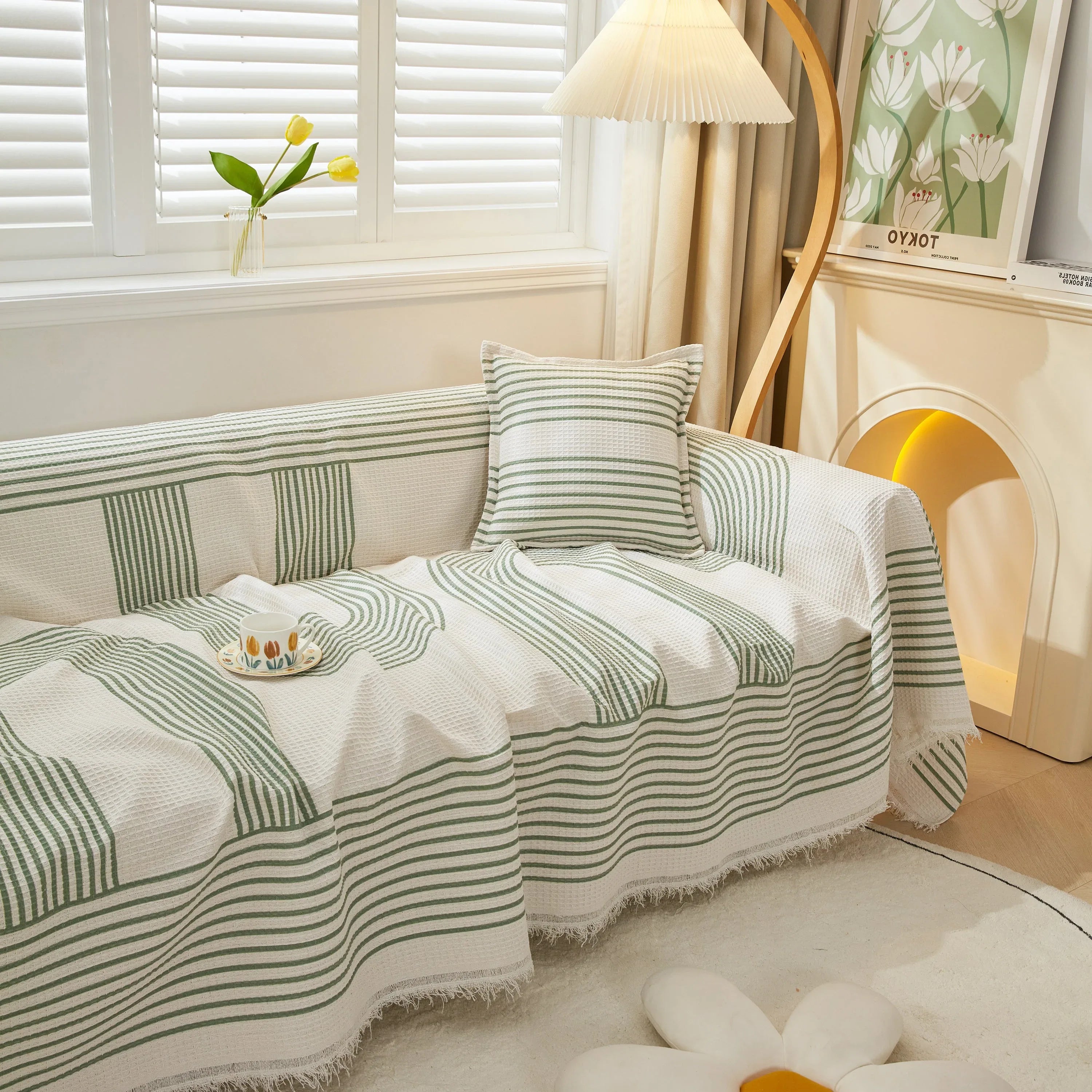 Furniture Covers for Pets, Waffle Lattice Fabric Sofa Throw, Couch Cover Blanket Throw - TaroTextile