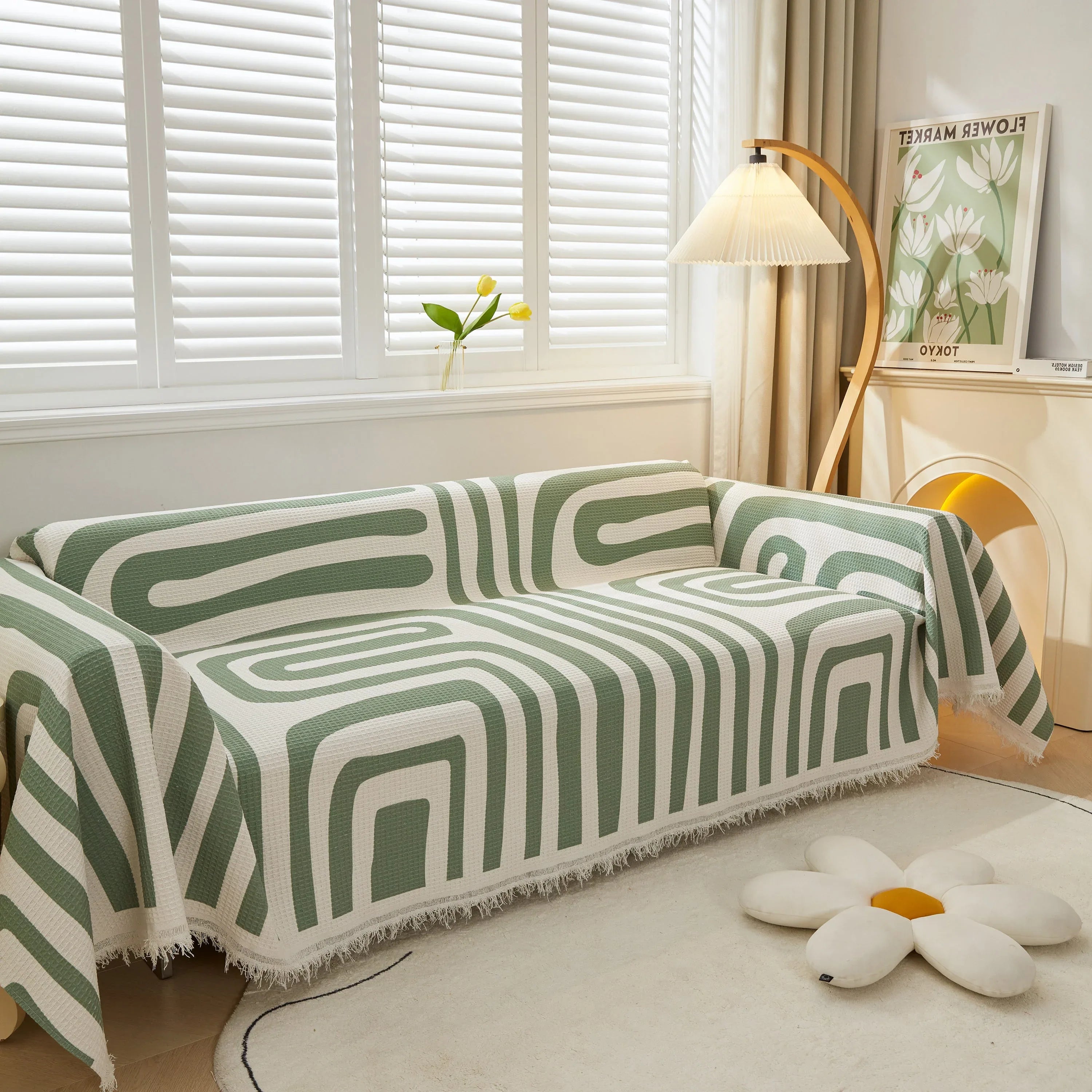 Furniture Covers for Pets, Waffle Lattice Fabric Sofa Throw, Couch Cover Blanket Throw - TaroTextile