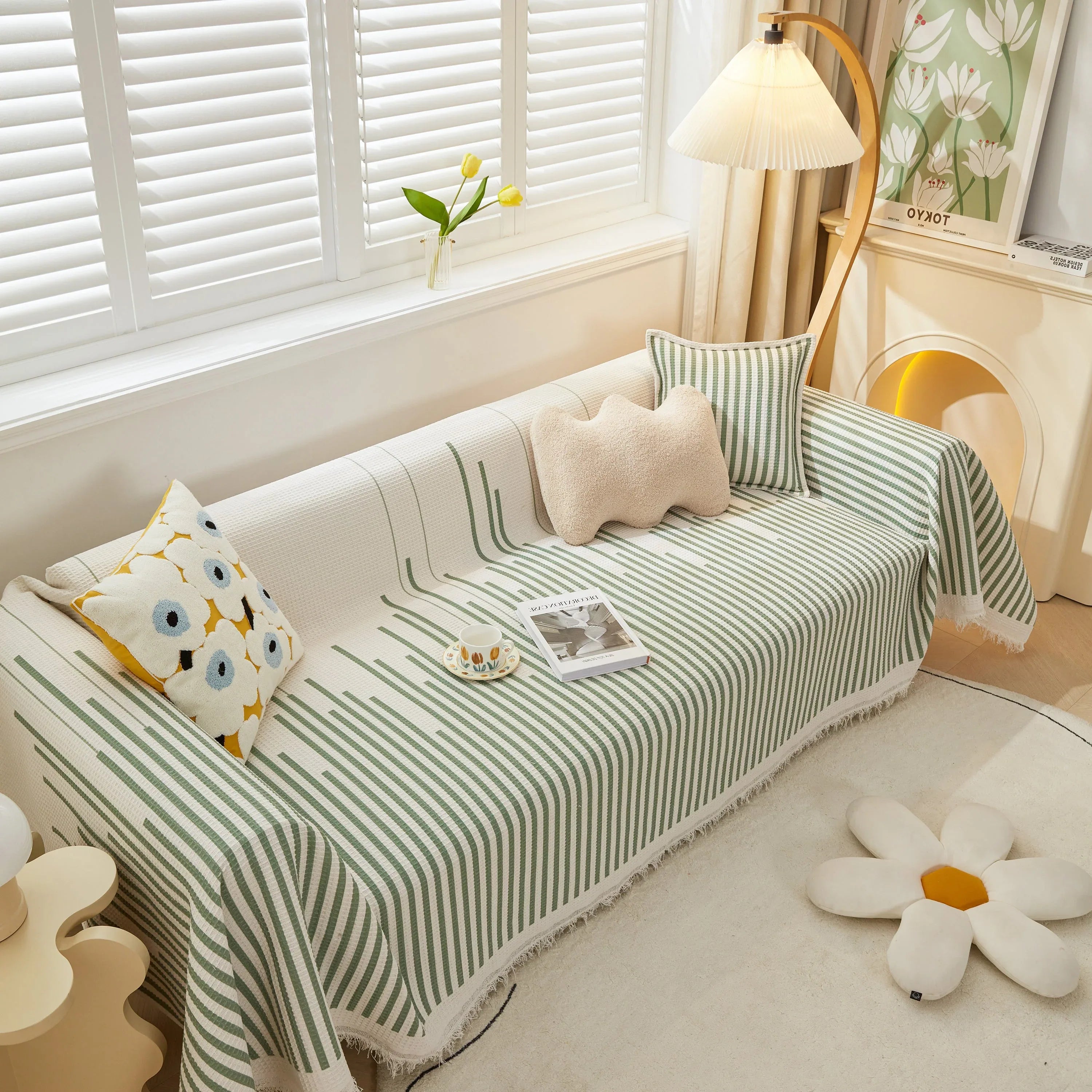 Furniture Covers for Pets, Waffle Lattice Fabric Sofa Throw, Couch Cover Blanket Throw - TaroTextile