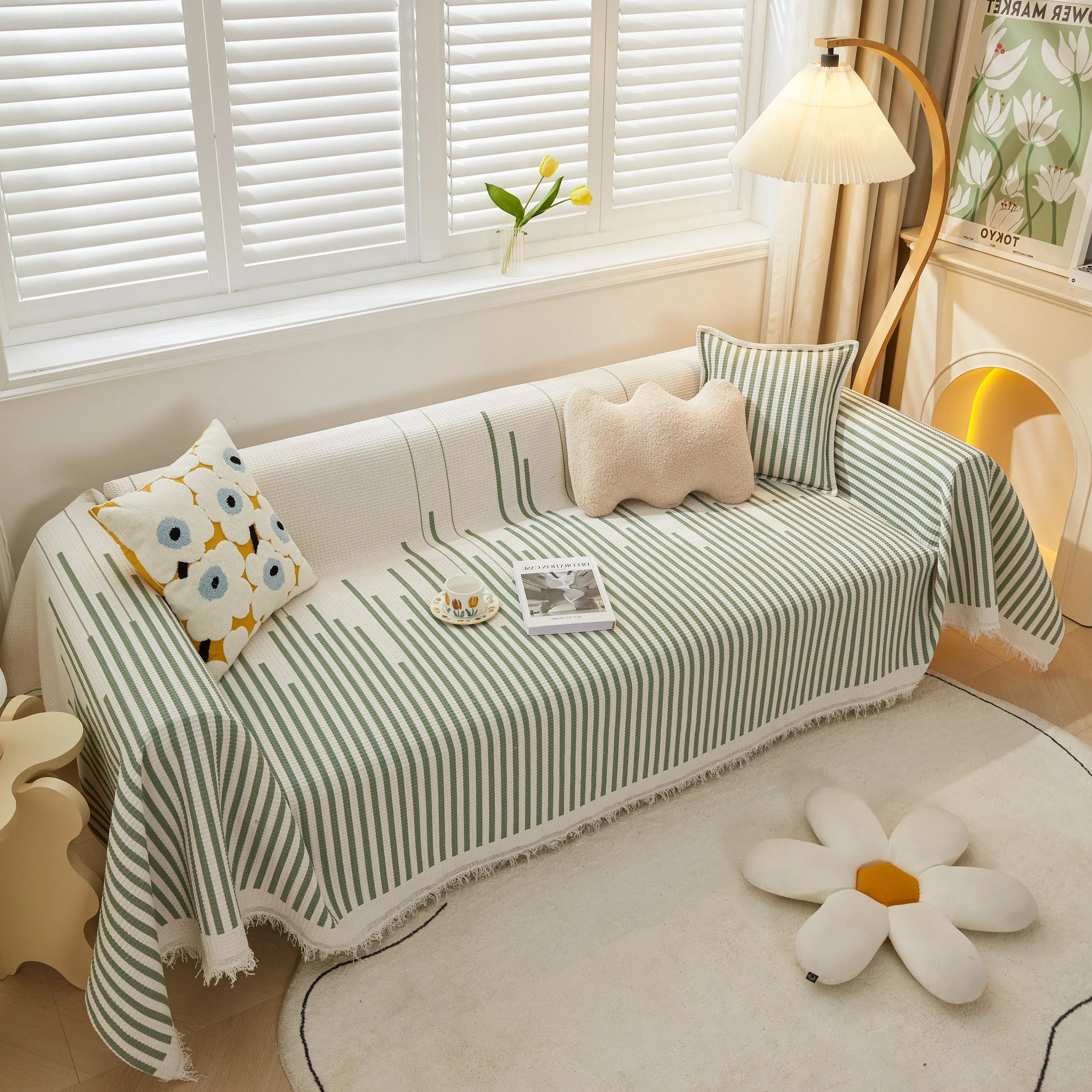 Furniture Covers for Pets, Waffle Lattice Fabric Sofa Throw, Couch Cover Blanket Throw - TaroTextile