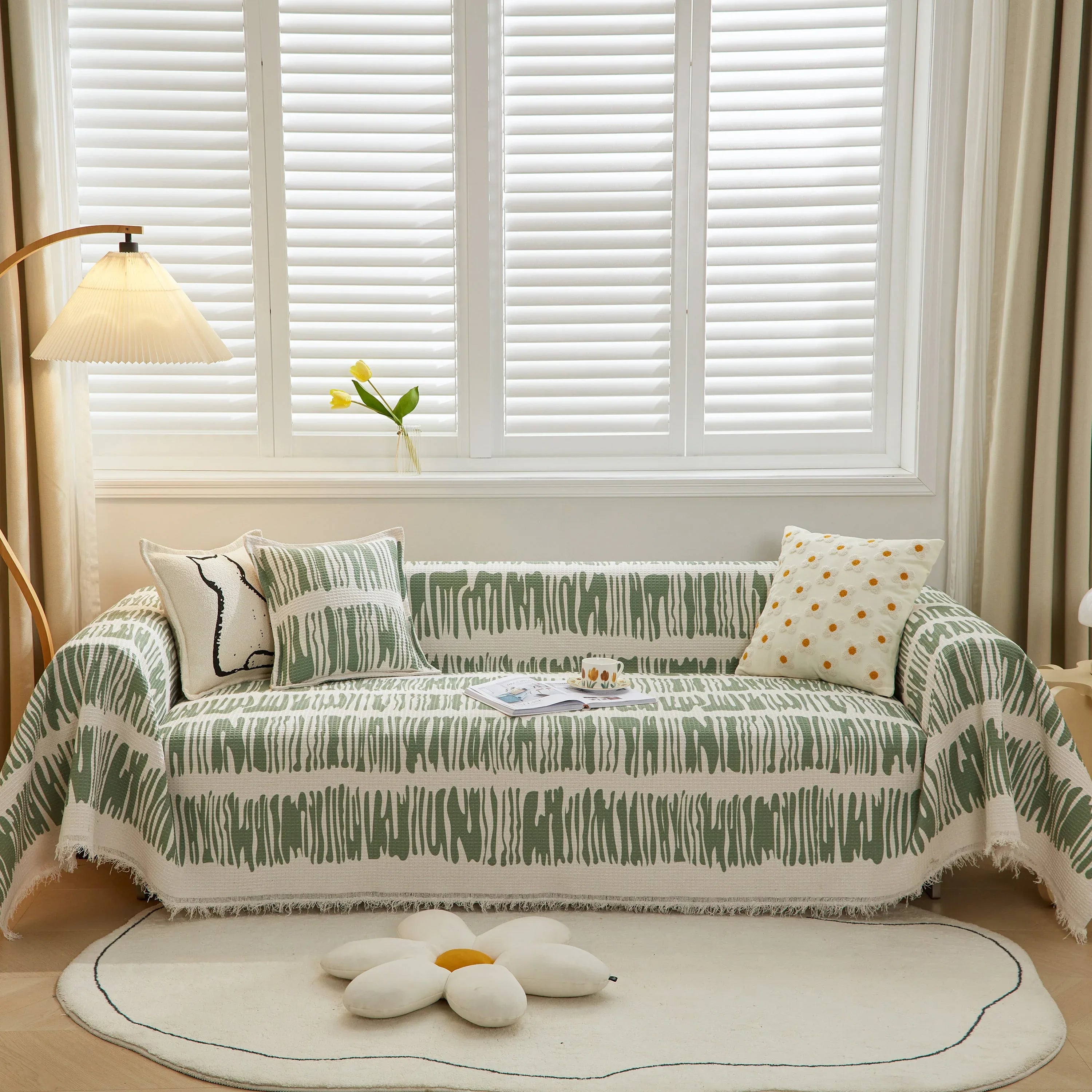 Furniture Covers for Pets, Waffle Lattice Fabric Sofa Throw, Couch Cover Blanket Throw - TaroTextile