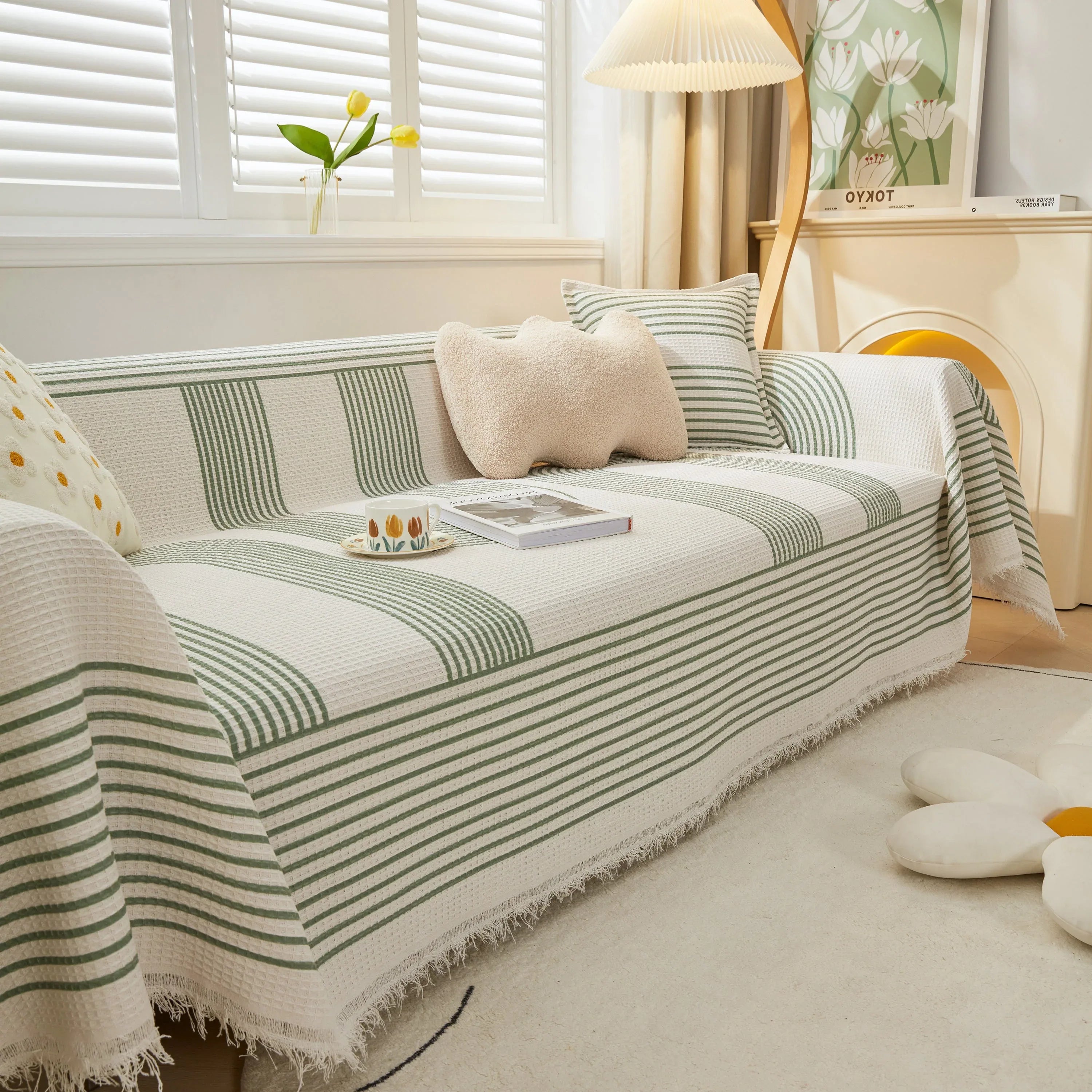 Furniture Covers for Pets, Waffle Lattice Fabric Sofa Throw, Couch Cover Blanket Throw - TaroTextile