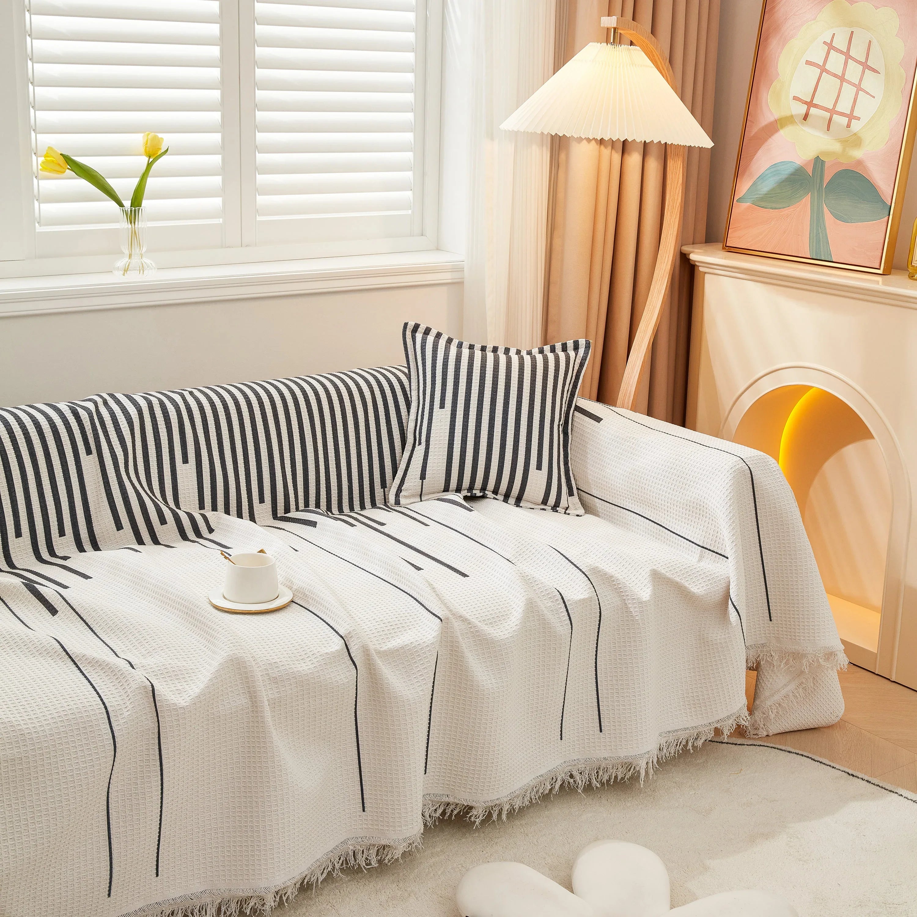 Furniture Covers for Pets, Waffle Lattice Fabric Sofa Throw, Couch Cover Blanket Throw - TaroTextile