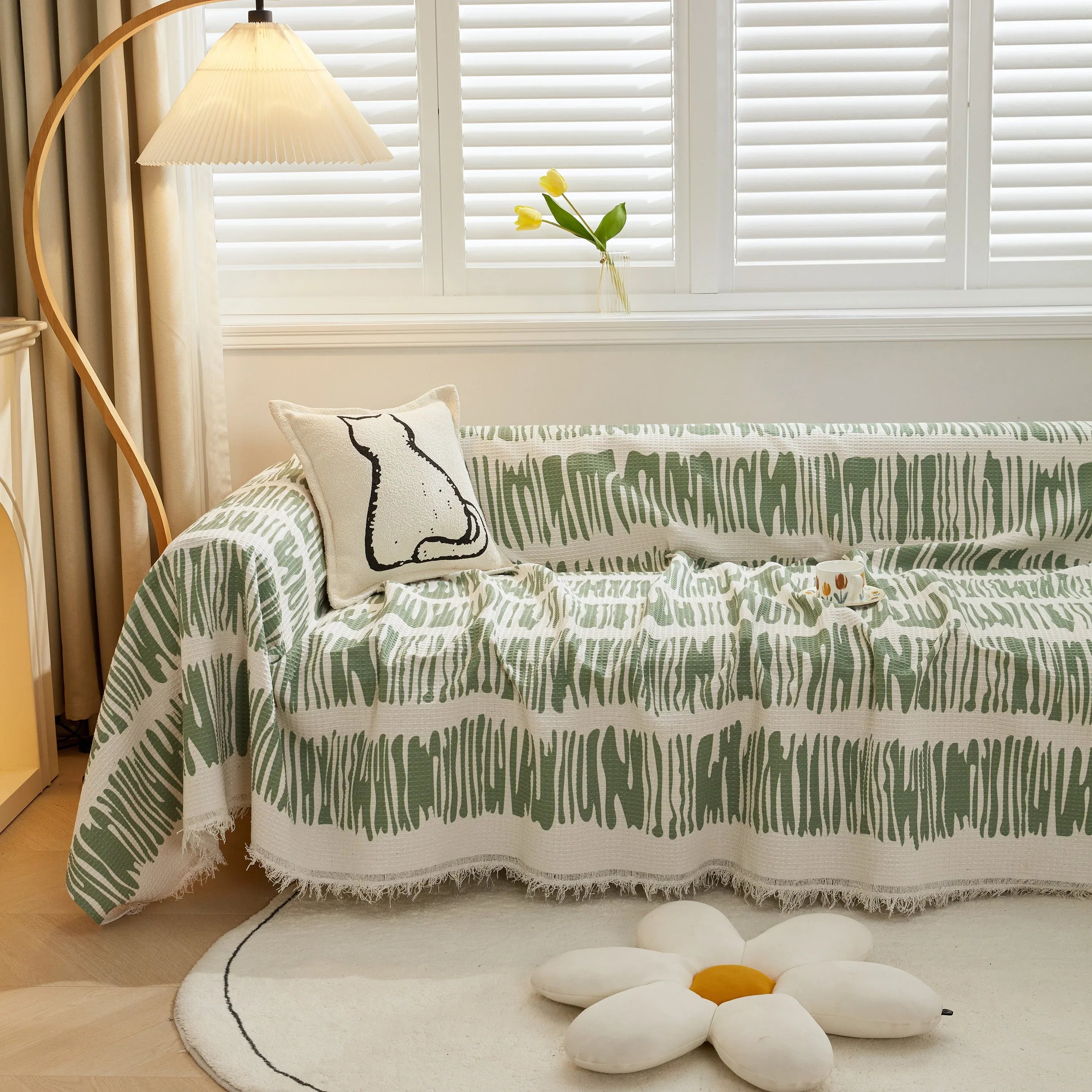 Furniture Covers for Pets, Waffle Lattice Fabric Sofa Throw, Couch Cover Blanket Throw - TaroTextile