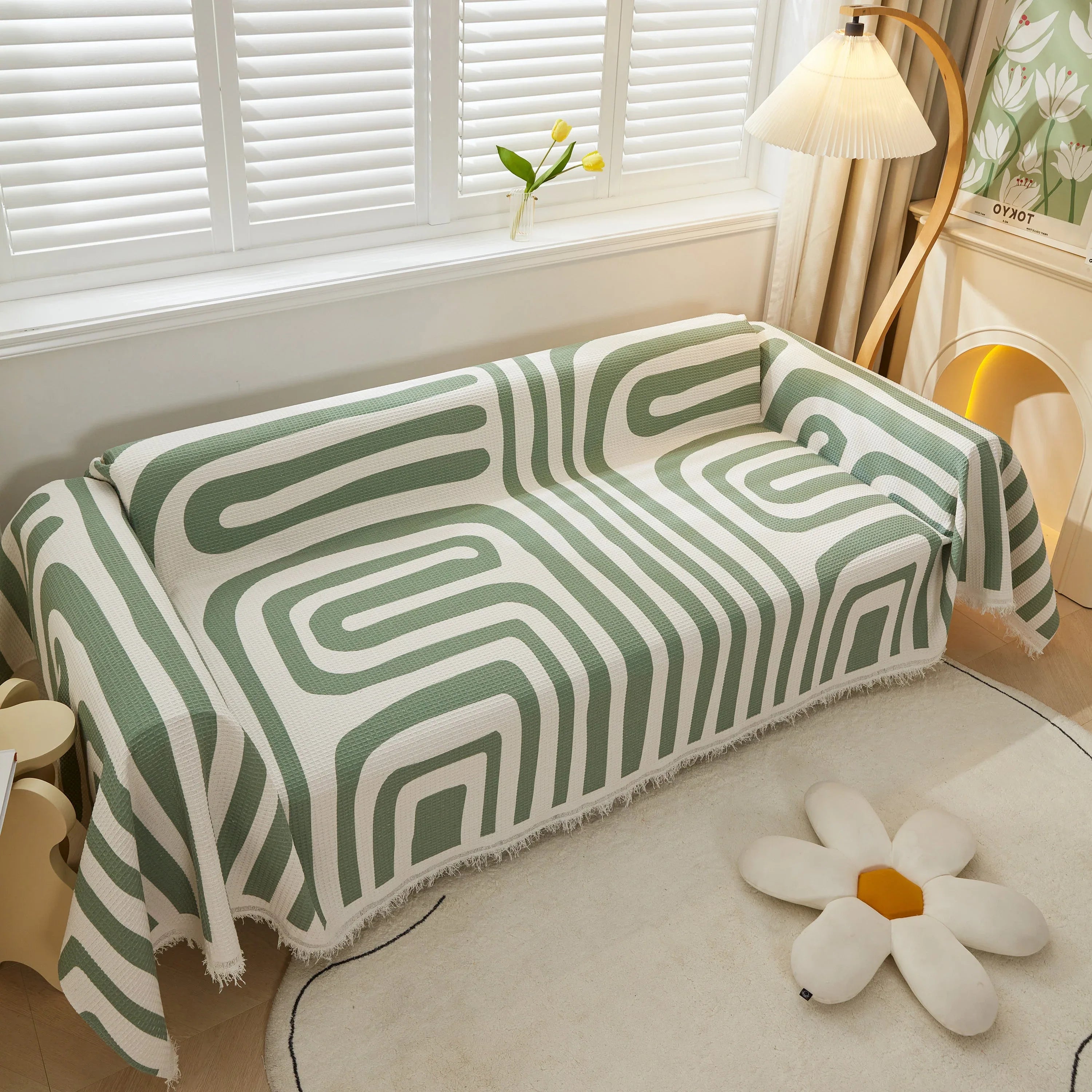 Furniture Covers for Pets, Waffle Lattice Fabric Sofa Throw, Couch Cover Blanket Throw - TaroTextile