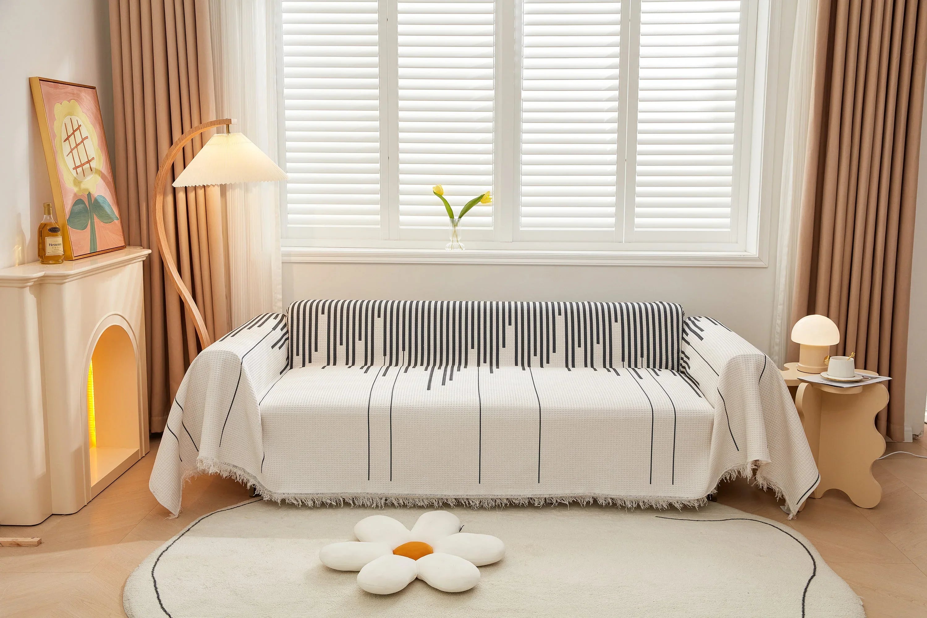 Furniture Covers for Pets, Waffle Lattice Fabric Sofa Throw, Couch Cover Blanket Throw - TaroTextile