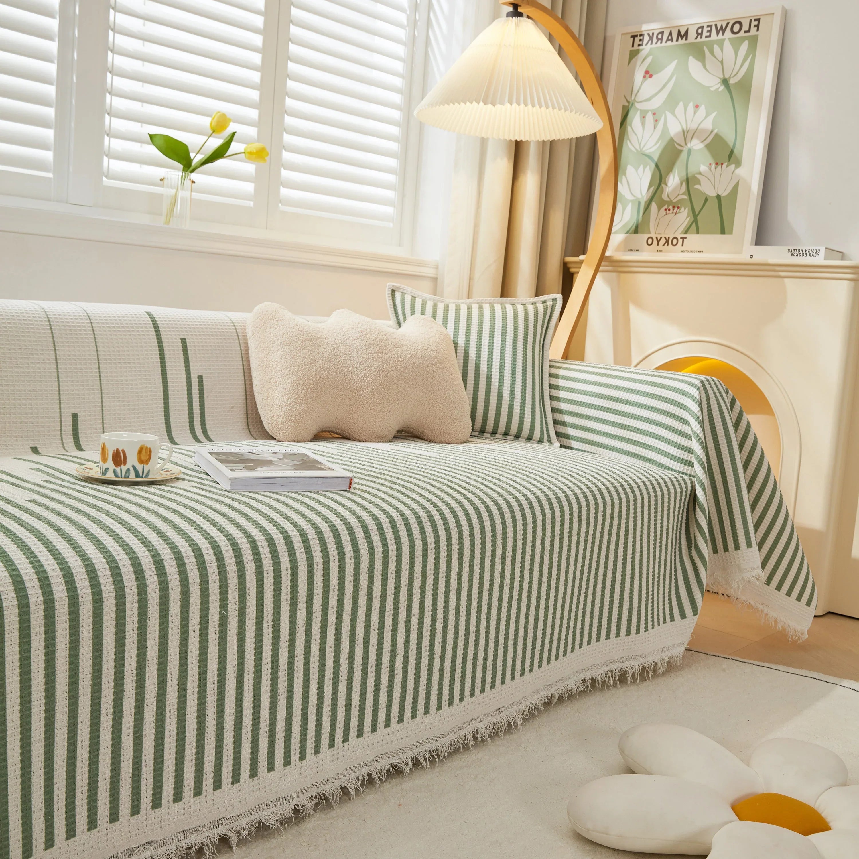 Furniture Covers for Pets, Waffle Lattice Fabric Sofa Throw, Couch Cover Blanket Throw - TaroTextile