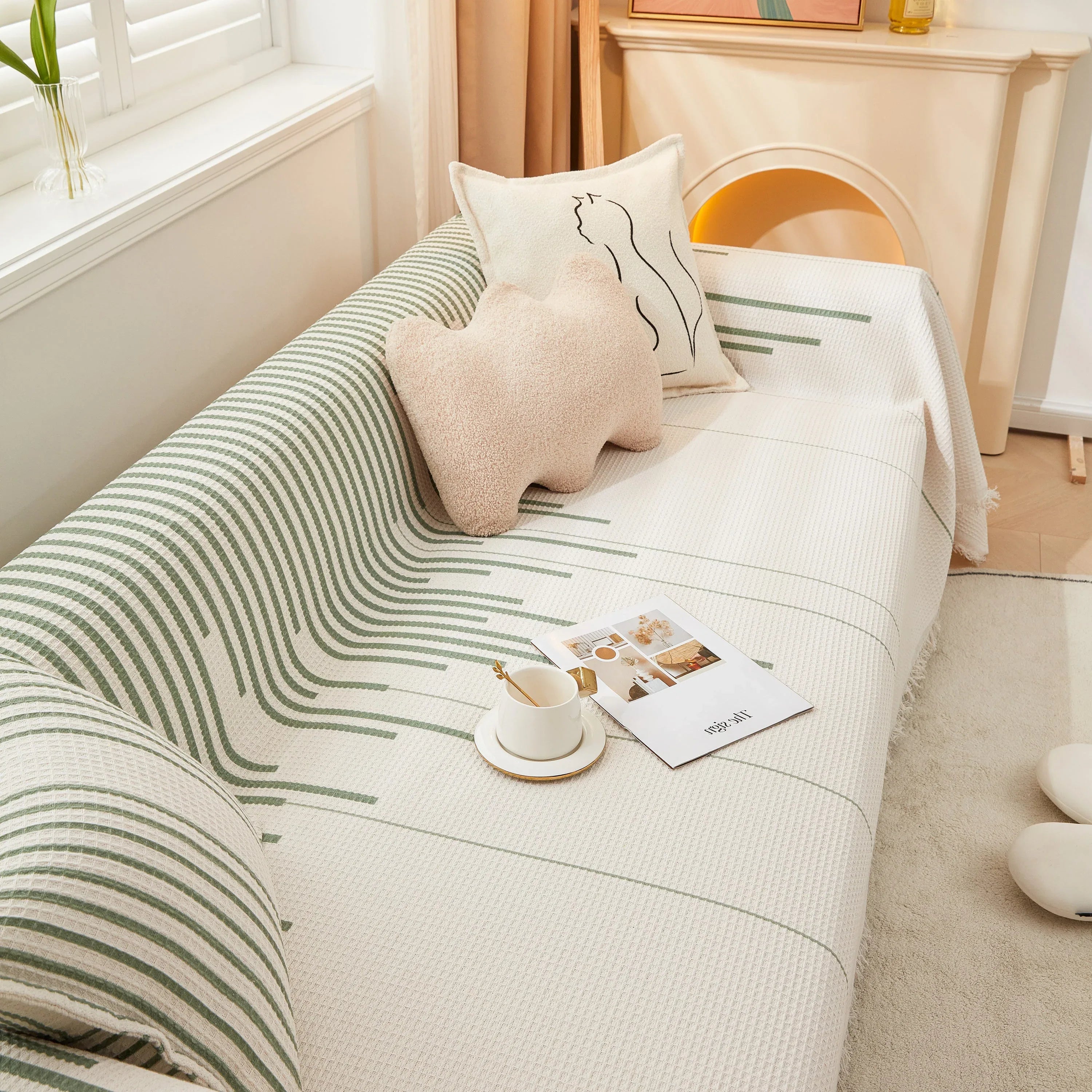 Furniture Covers for Pets, Waffle Lattice Fabric Sofa Throw, Couch Cover Blanket Throw - TaroTextile