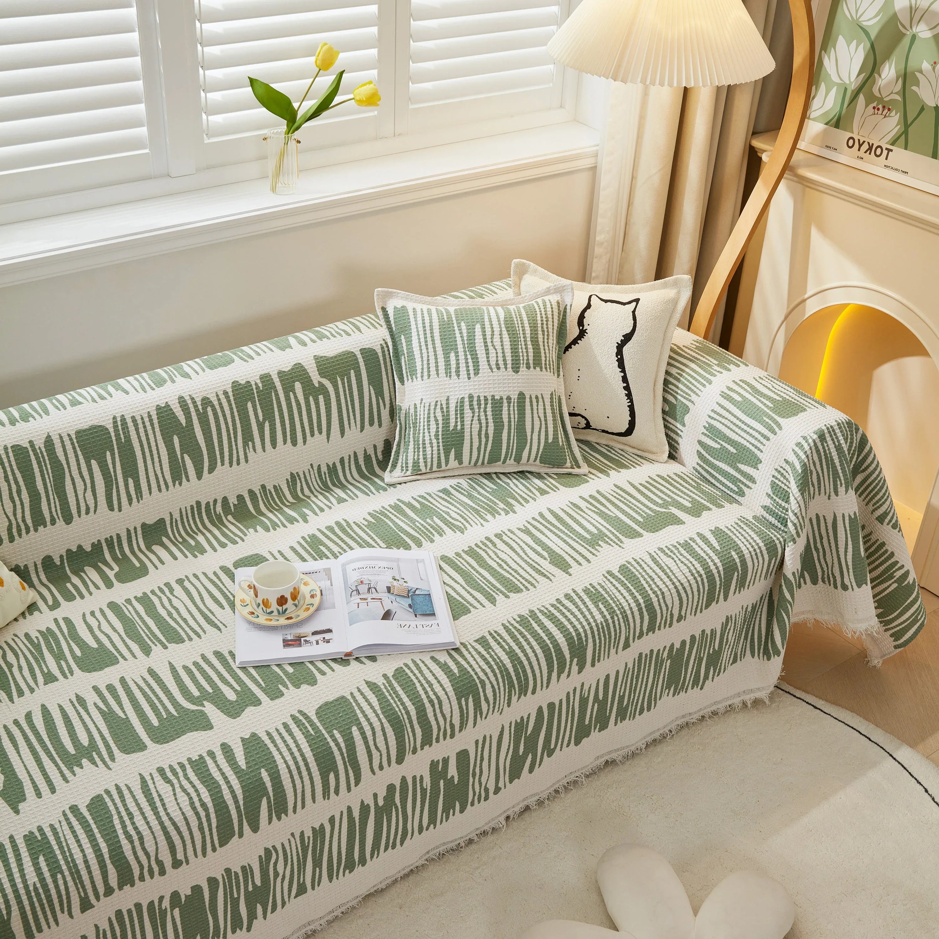 Furniture Covers for Pets, Waffle Lattice Fabric Sofa Throw, Couch Cover Blanket Throw - TaroTextile