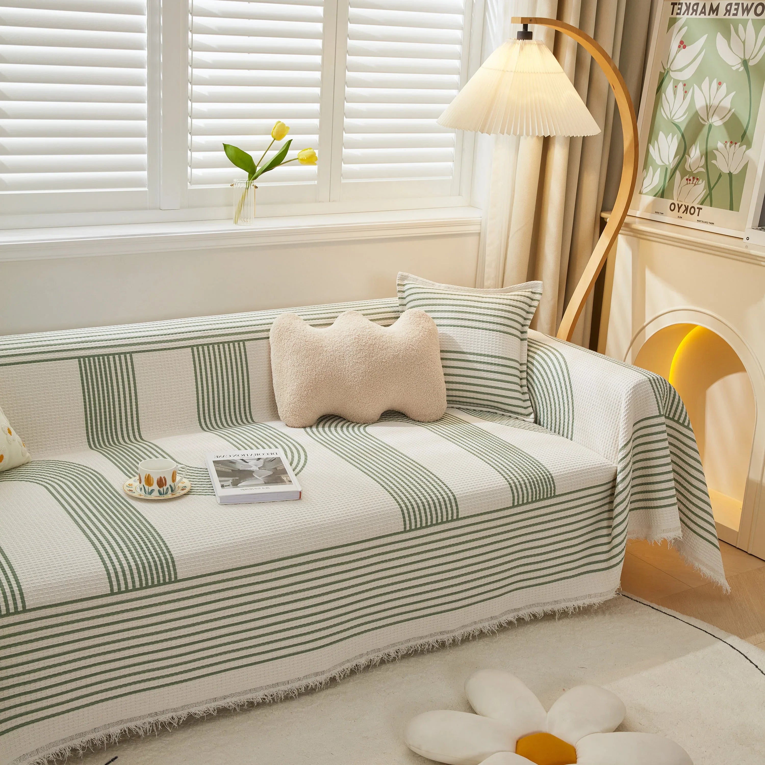 Furniture Covers for Pets, Waffle Lattice Fabric Sofa Throw, Couch Cover Blanket Throw - TaroTextile