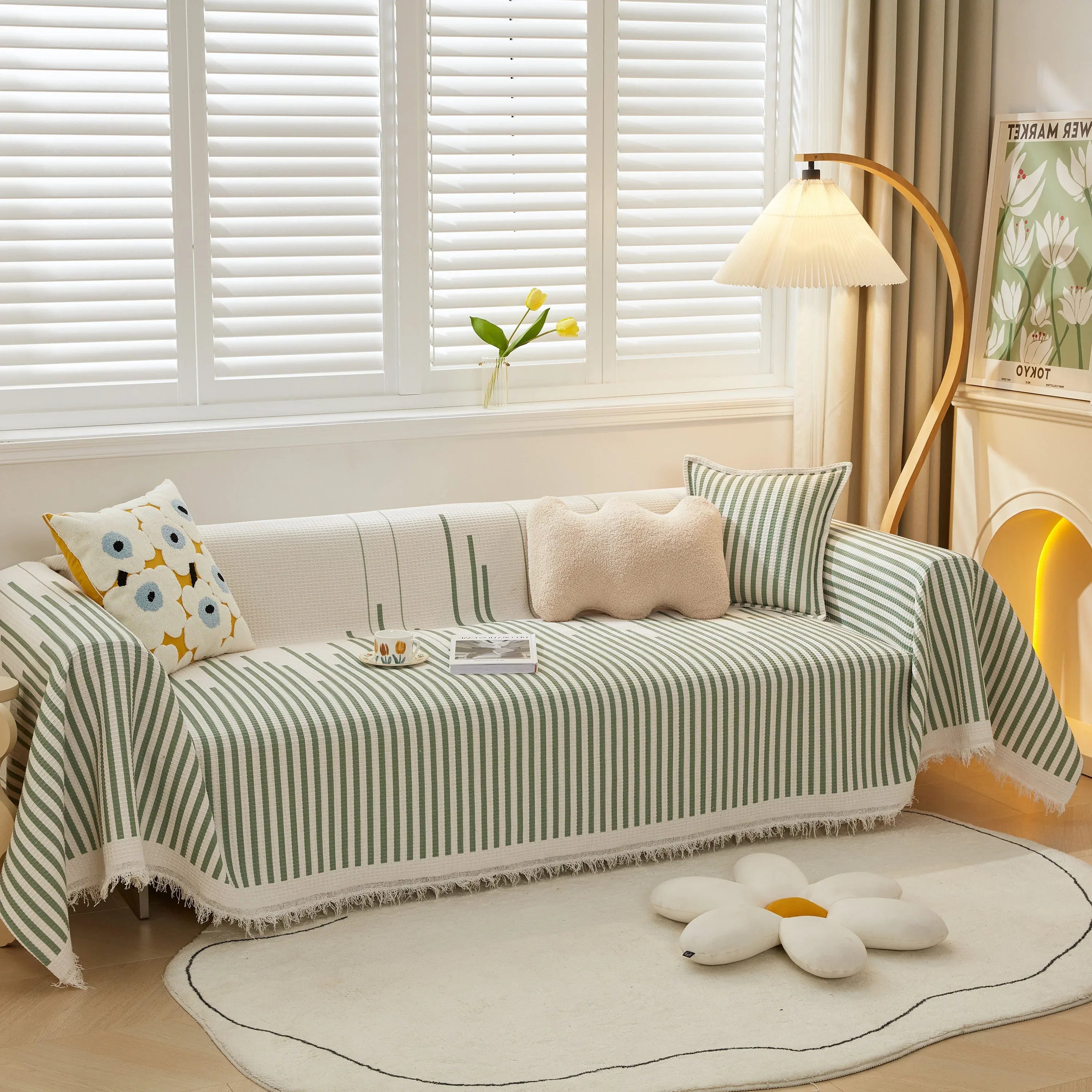 Furniture Covers for Pets, Waffle Lattice Fabric Sofa Throw, Couch Cover Blanket Throw - TaroTextile