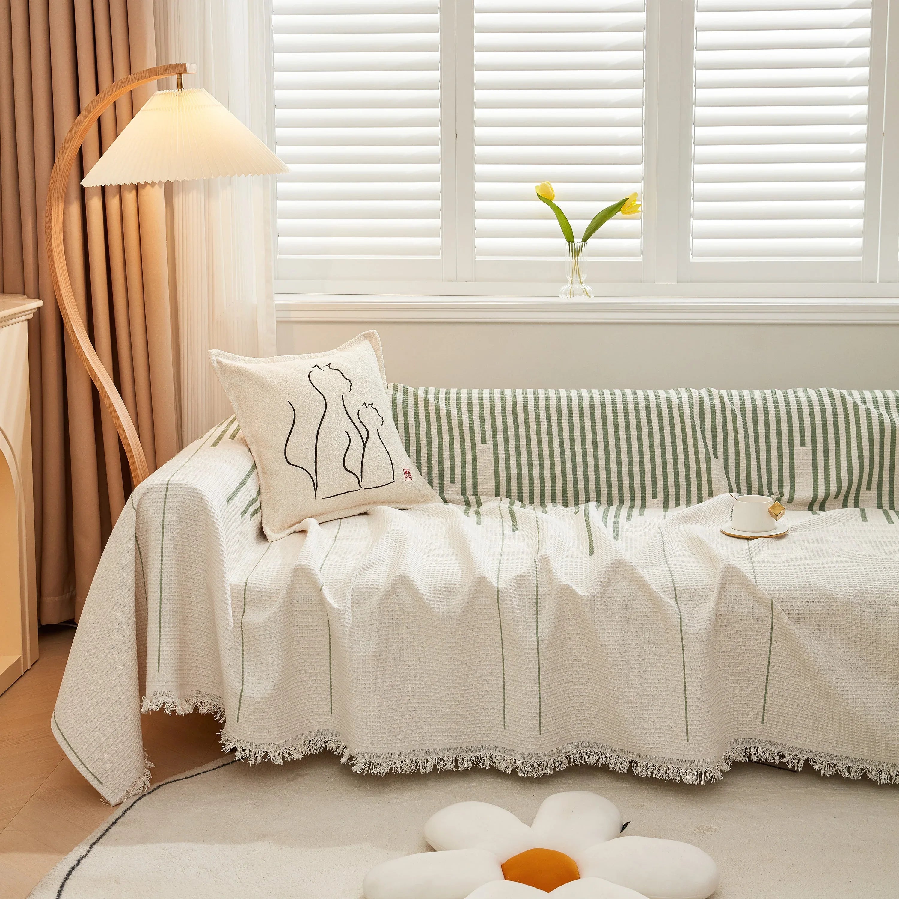 Furniture Covers for Pets, Waffle Lattice Fabric Sofa Throw, Couch Cover Blanket Throw - TaroTextile