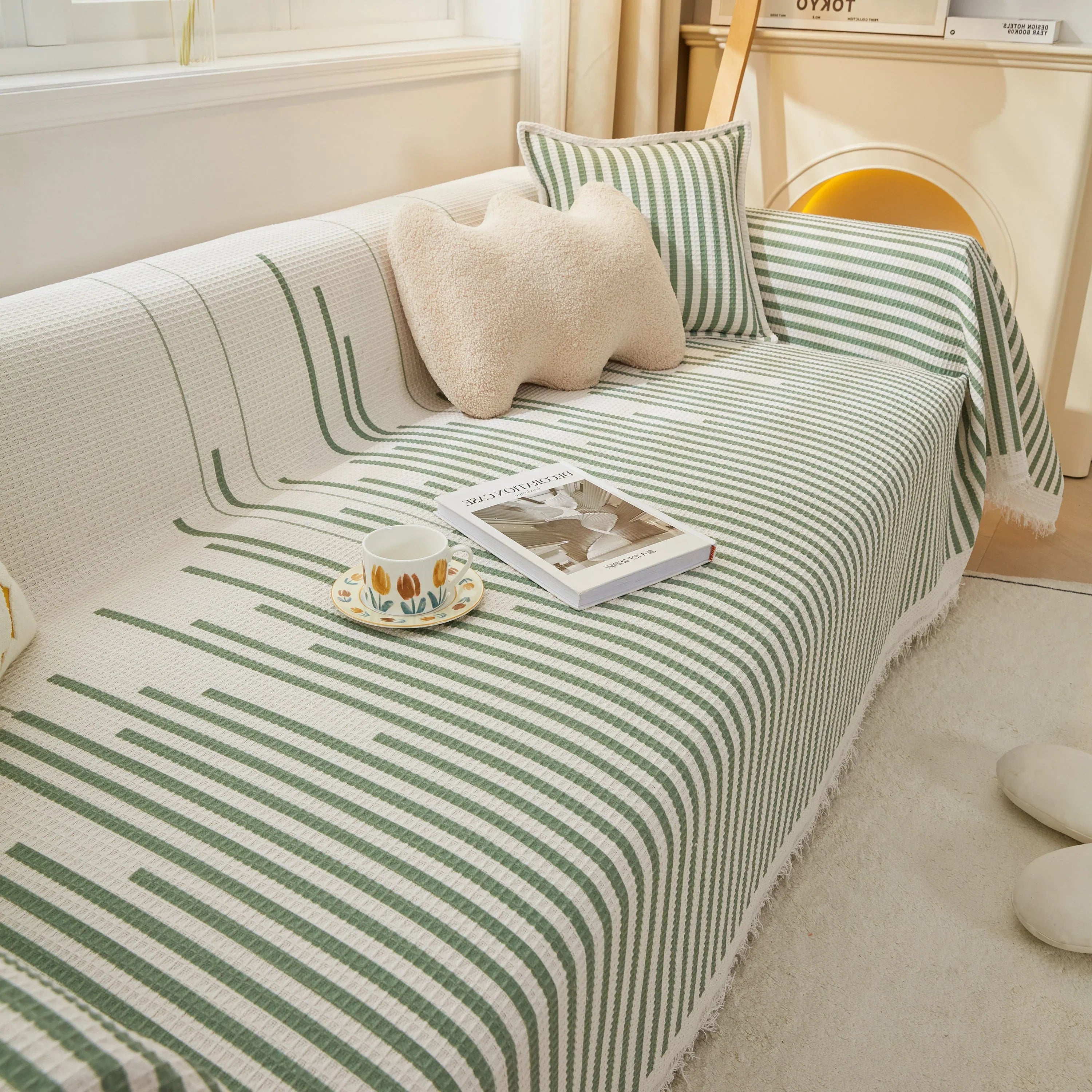 Furniture Covers for Pets, Waffle Lattice Fabric Sofa Throw, Couch Cover Blanket Throw - TaroTextile