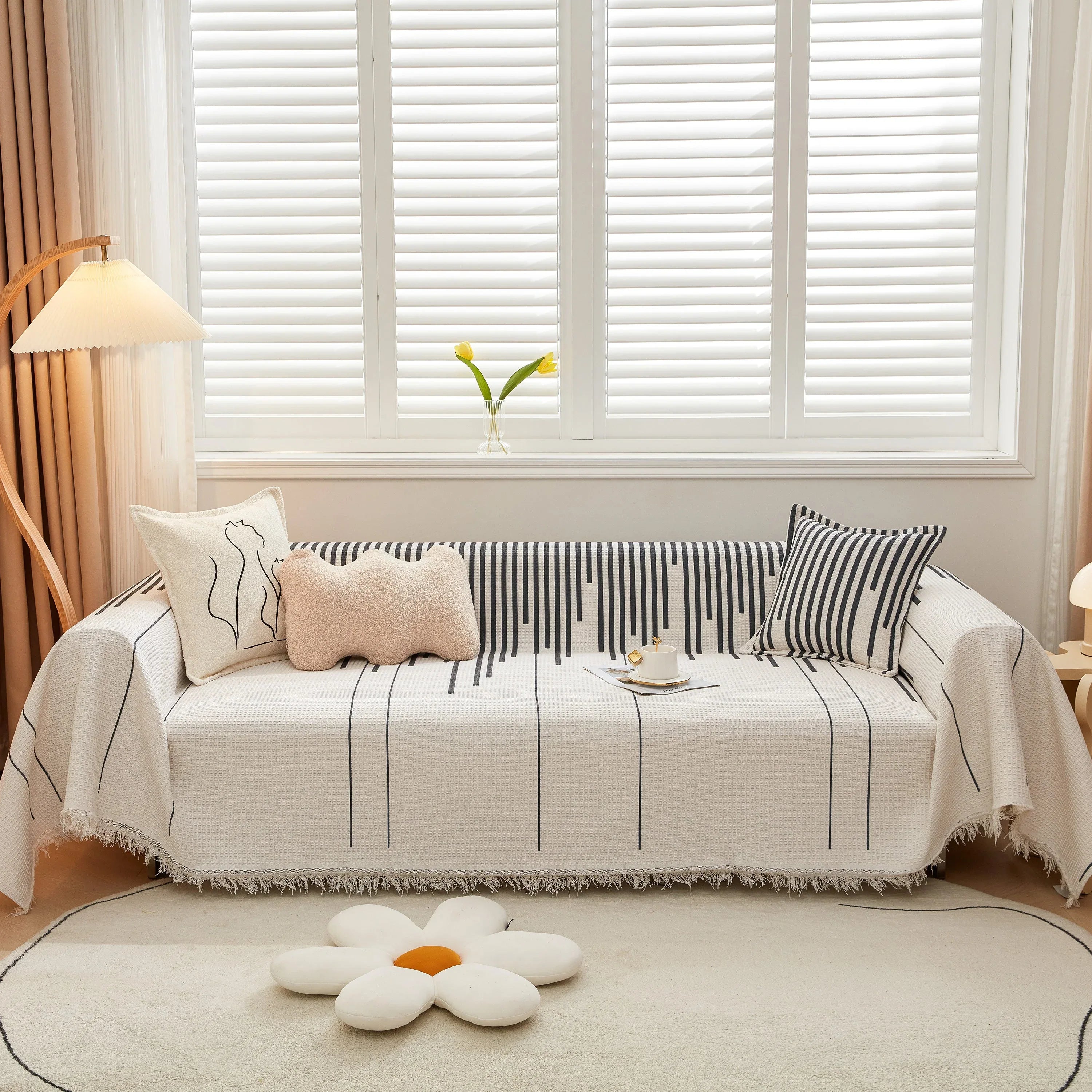 Furniture Covers for Pets, Waffle Lattice Fabric Sofa Throw, Couch Cover Blanket Throw - TaroTextile