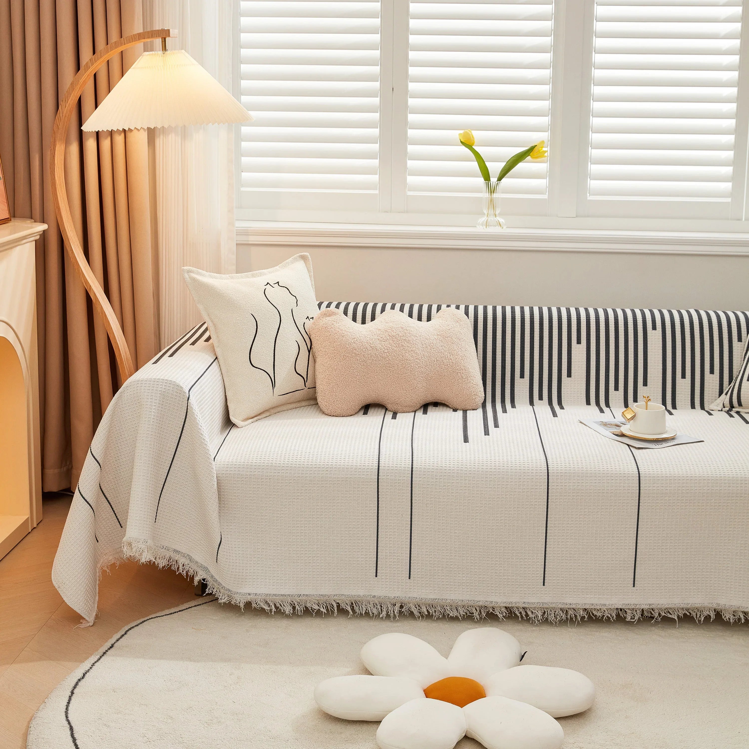 Furniture Covers for Pets, Waffle Lattice Fabric Sofa Throw, Couch Cover Blanket Throw - TaroTextile