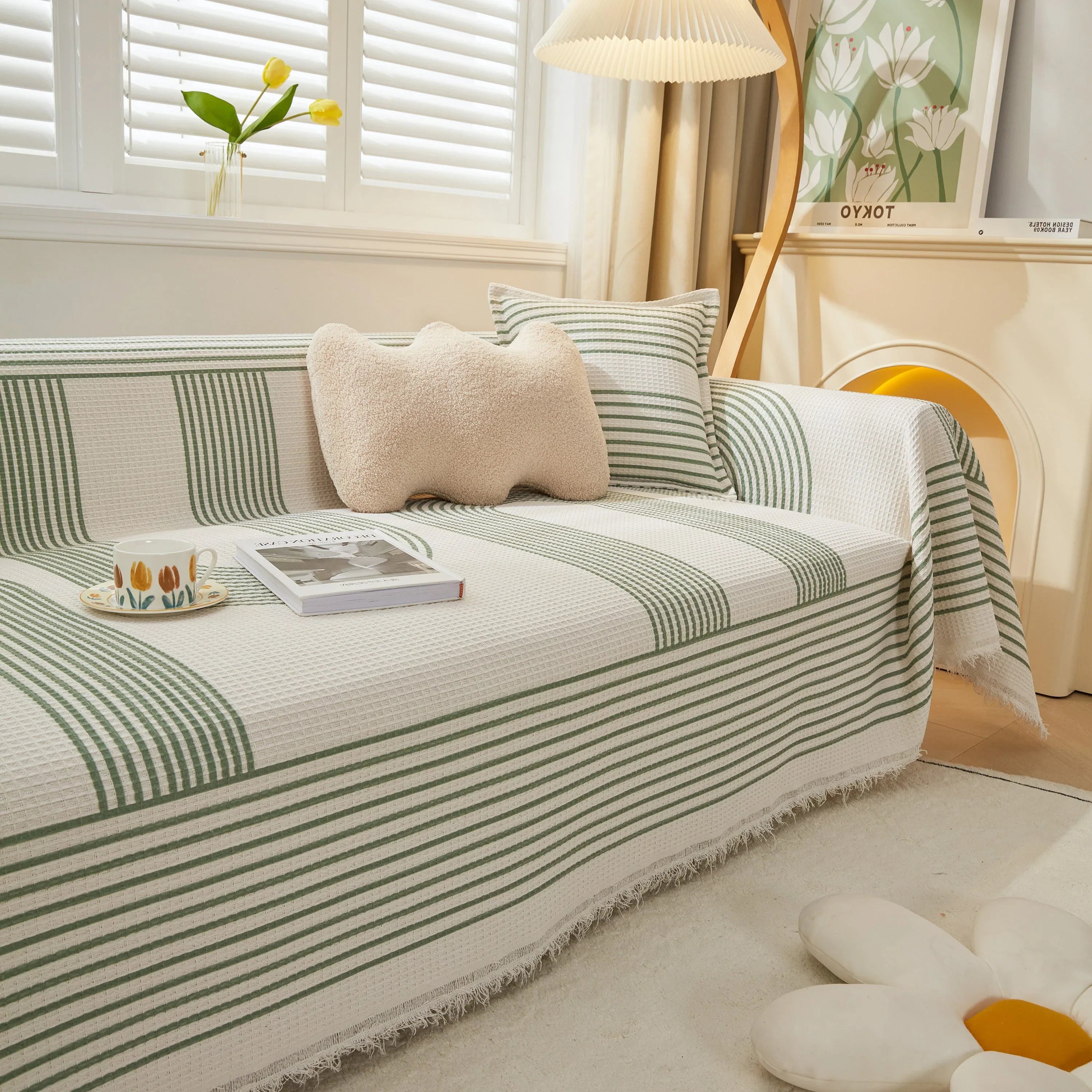 Furniture Covers for Pets, Waffle Lattice Fabric Sofa Throw, Couch Cover Blanket Throw - TaroTextile