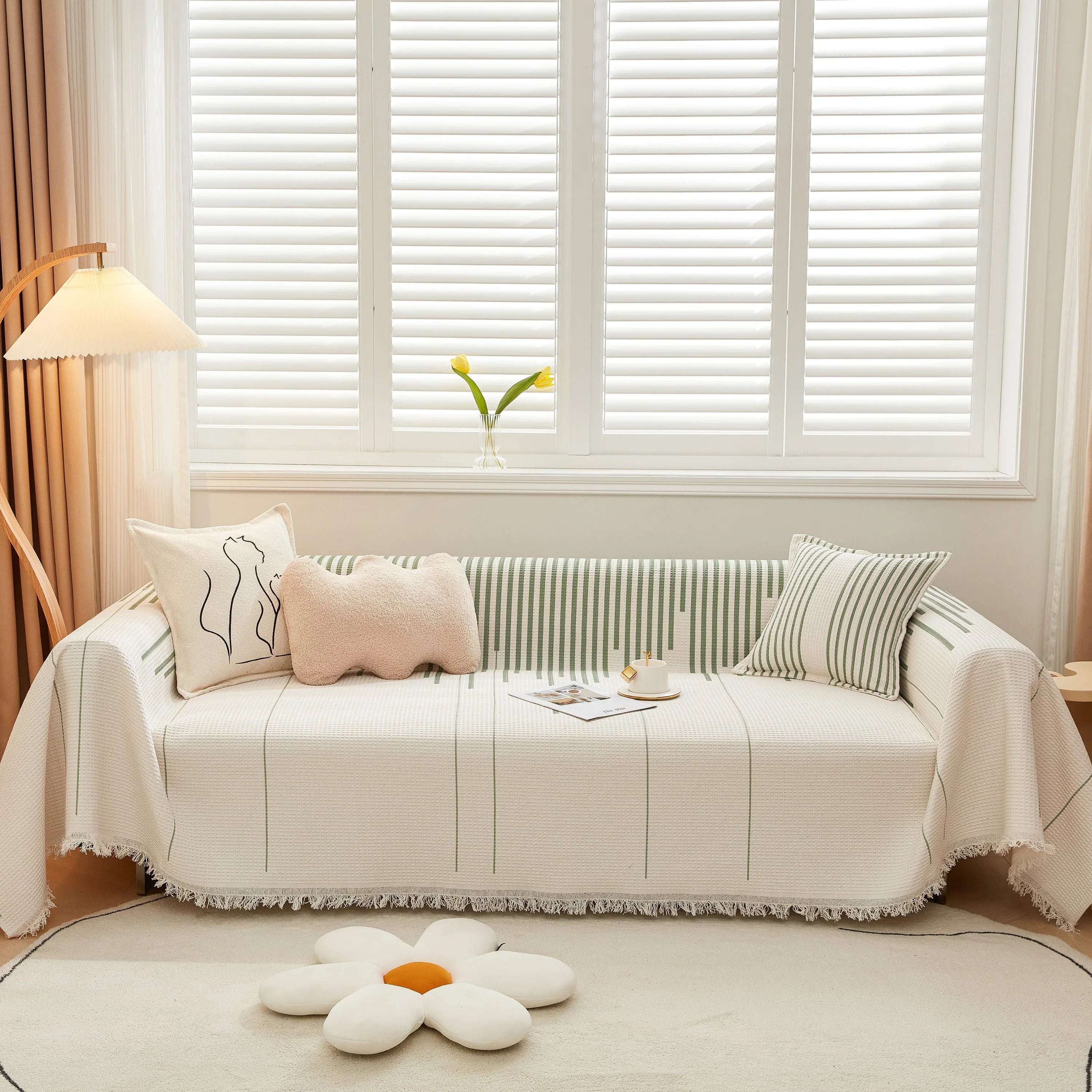 Furniture Covers for Pets, Waffle Lattice Fabric Sofa Throw, Couch Cover Blanket Throw - TaroTextile