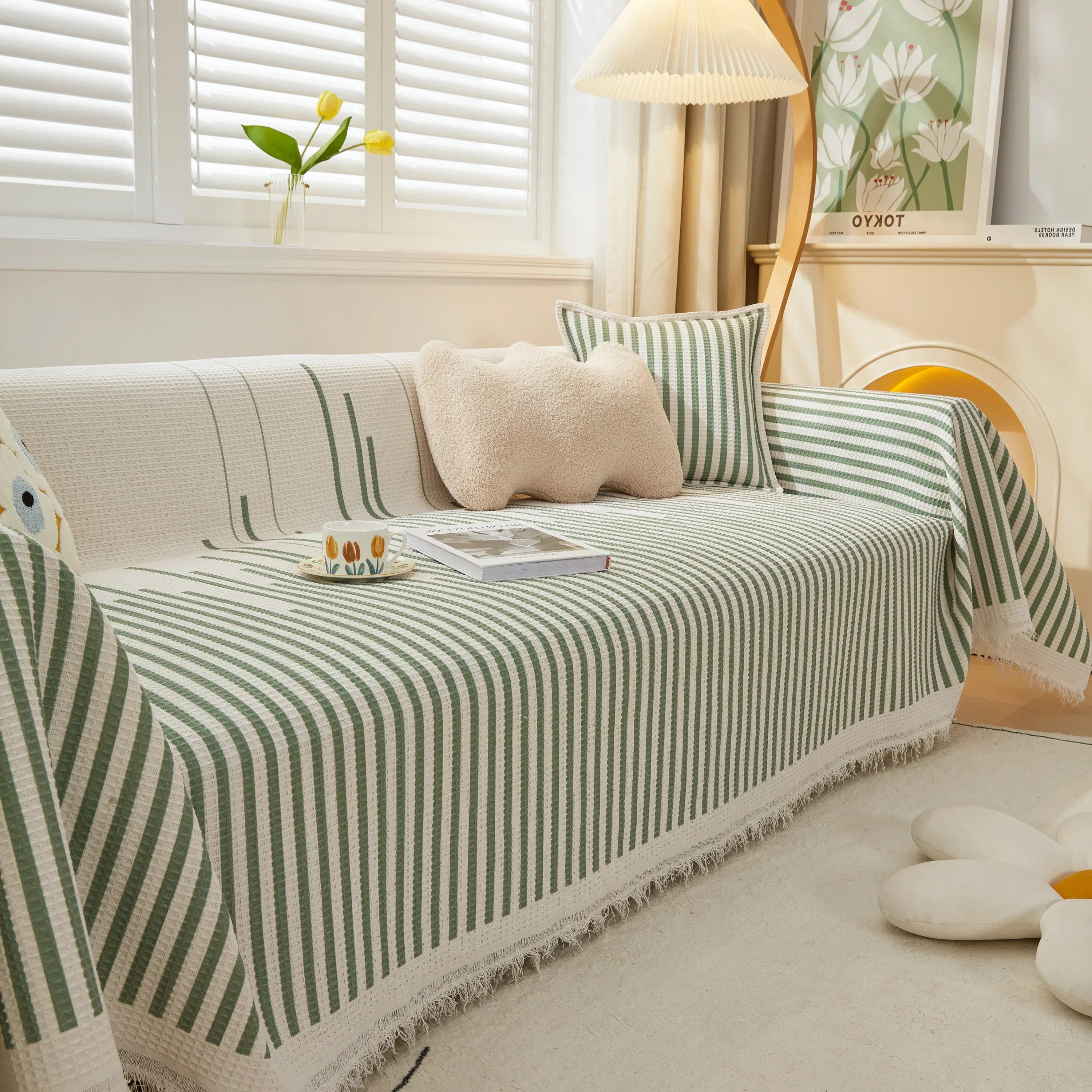 Furniture Covers for Pets, Waffle Lattice Fabric Sofa Throw, Couch Cover Blanket Throw - TaroTextile