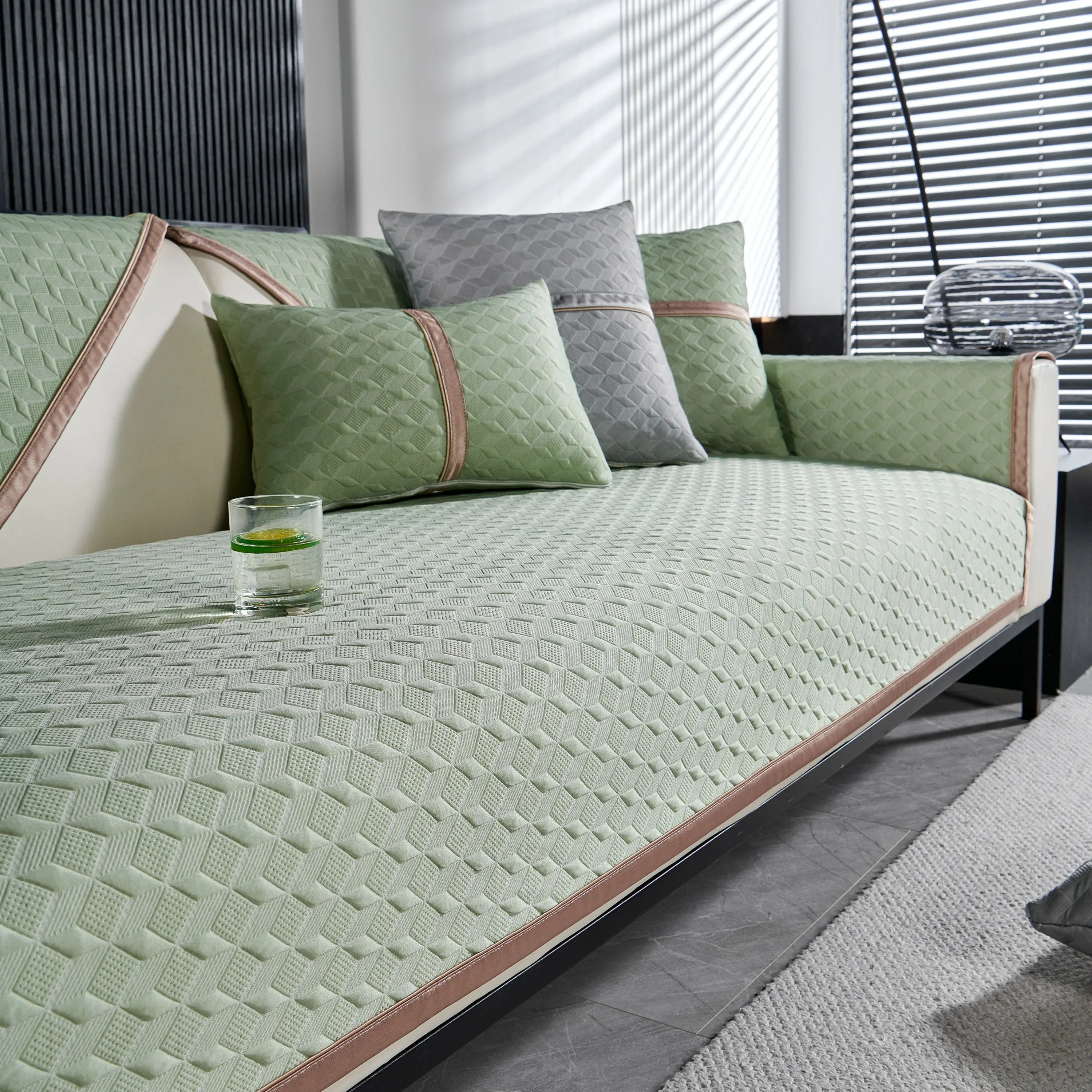 Geometric 3D Sofa Cover, Non-Slip Couch Protector for Seat, Backrest & Armrest - TaroTextile