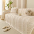 Textured Striped Sofa Throw Cover, Soft Woven Couch Protector with Fringe Edges