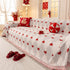 Chinese New Year Sofa Throw Cover Blanket, Decor Festive Red Fu Pattern Couch Cover